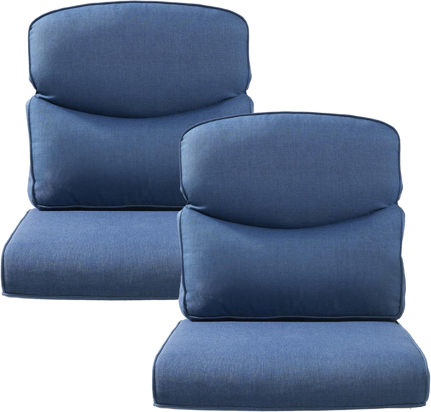 Outdoor Wicker Chair Cushions 2 Packs - Outside High Back Thick Water-Resistant Cushion 22x24 with Zipper Cover for Patio Glider Rocking Chairs Loveseat Couch – Beige/Buckle