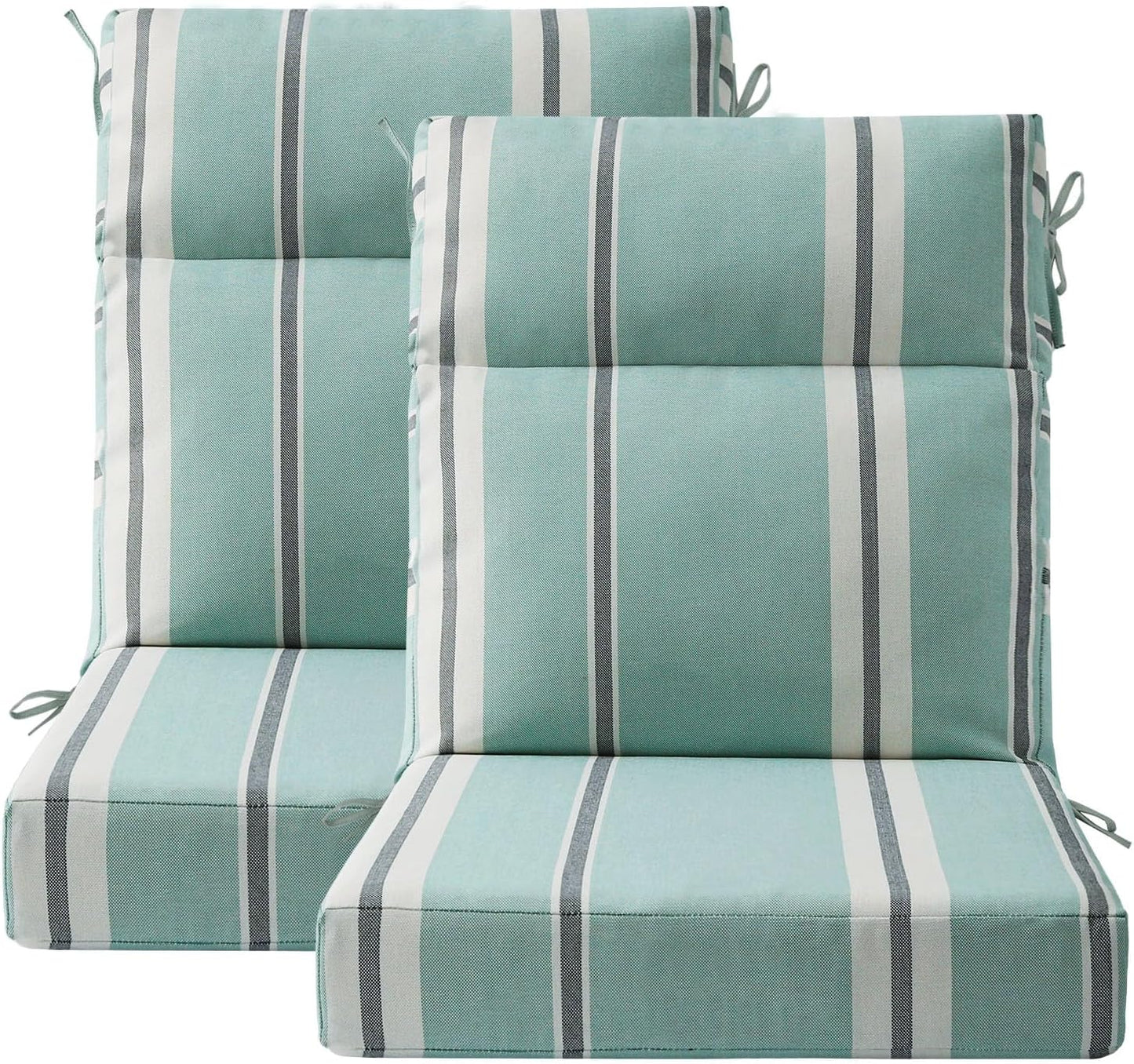 Outdoor High Back Chair Cushion Seat Pads, 44 x 21 Inch Water-Repellent & Fade-Resistant Patio Furniture Cushions with Ties for Adirondack, Rocking Chairs, Linen