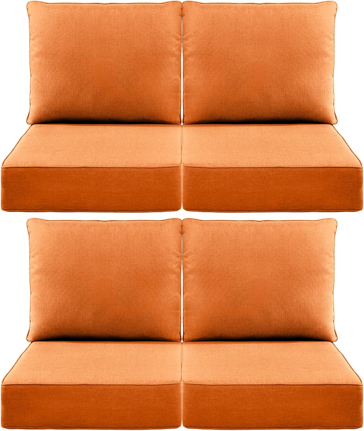 Outdoor Wicker Chair Cushions 2 Packs - Outside High Back Thick Water-Resistant Cushion 22x24 with Zipper Cover for Patio Glider Rocking Chairs Loveseat Couch – Beige/Buckle
