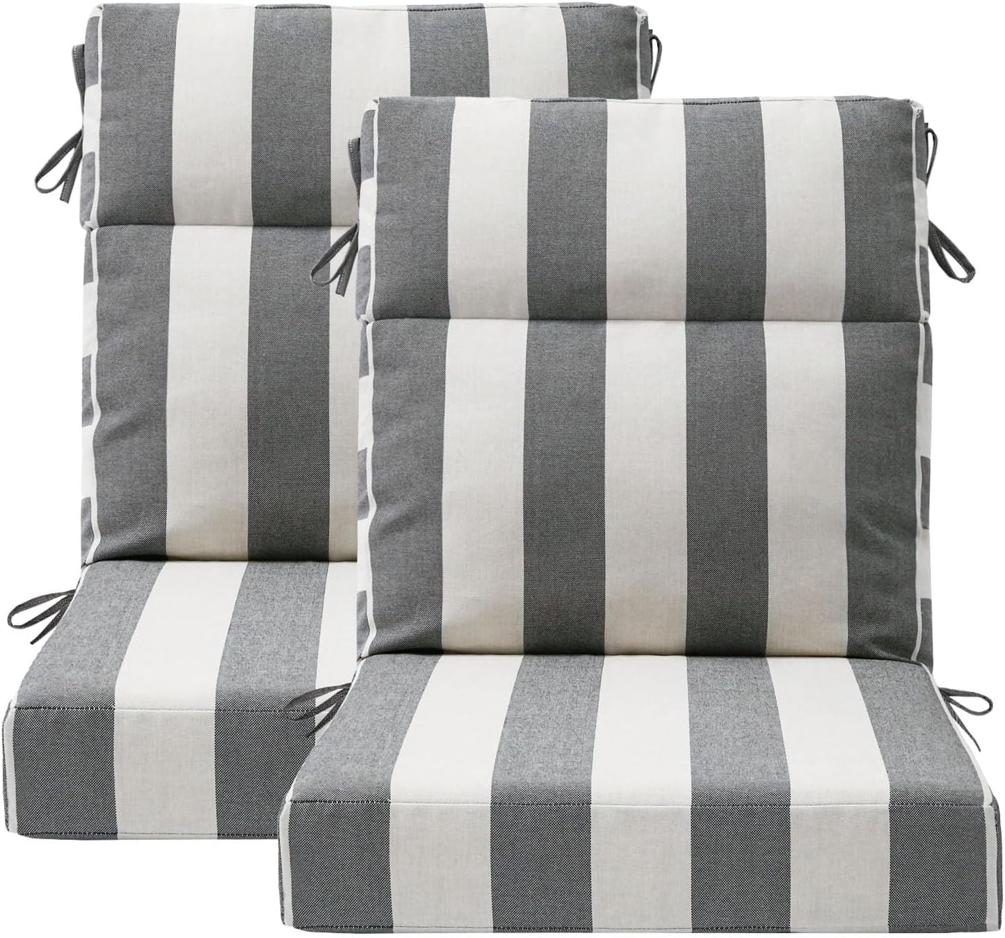 Outdoor High Back Chair Cushion Seat Pads, 44 x 21 Inch Water-Repellent & Fade-Resistant Patio Furniture Cushions with Ties for Adirondack, Rocking Chairs, Linen
