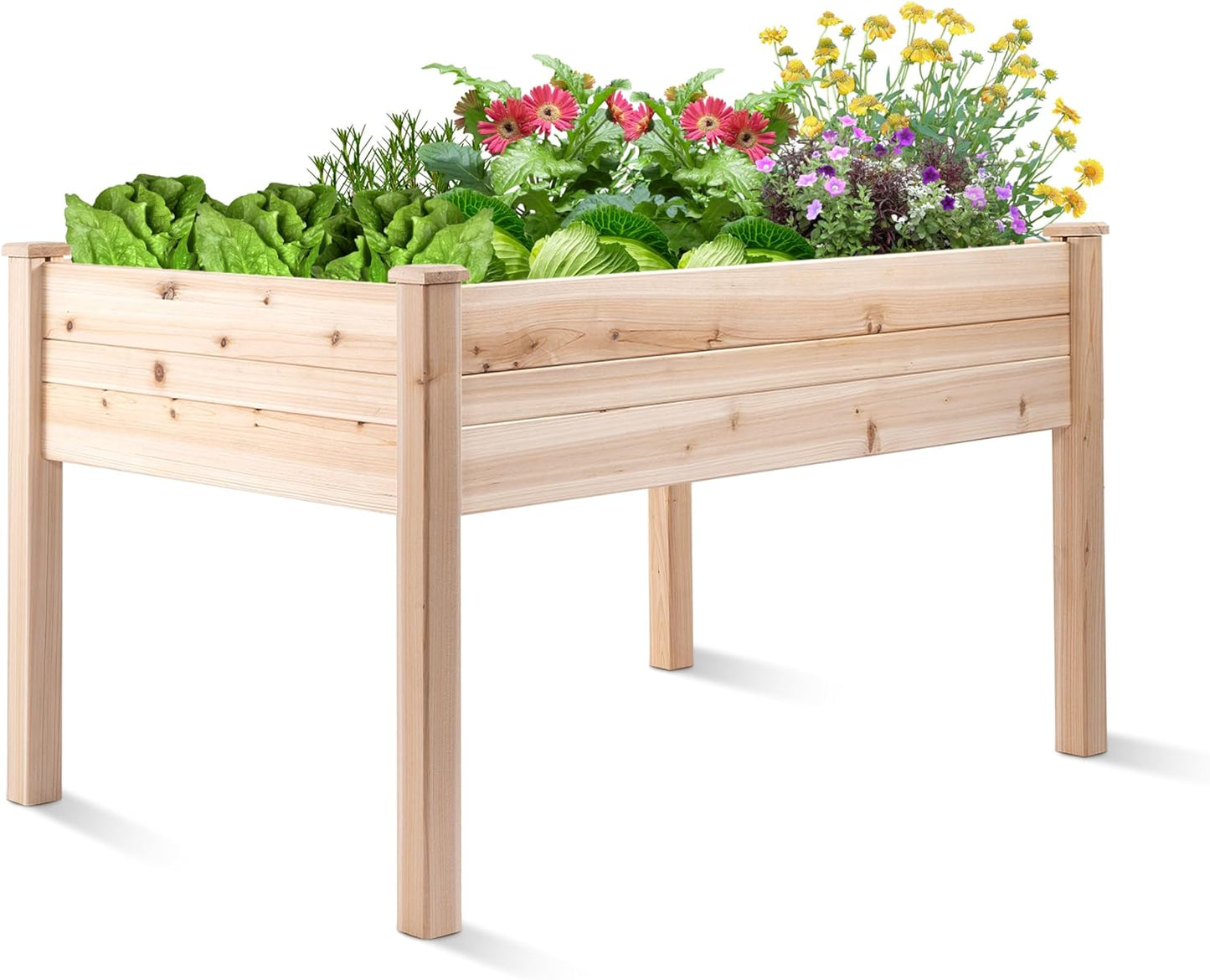 Backyard Expressions Wooden Raised Garden Bed | 48" x 24" x 30" Elevated Planter Box with Included Bed Liner | Outdoor Vegetable, Flower, and Herb Gardening