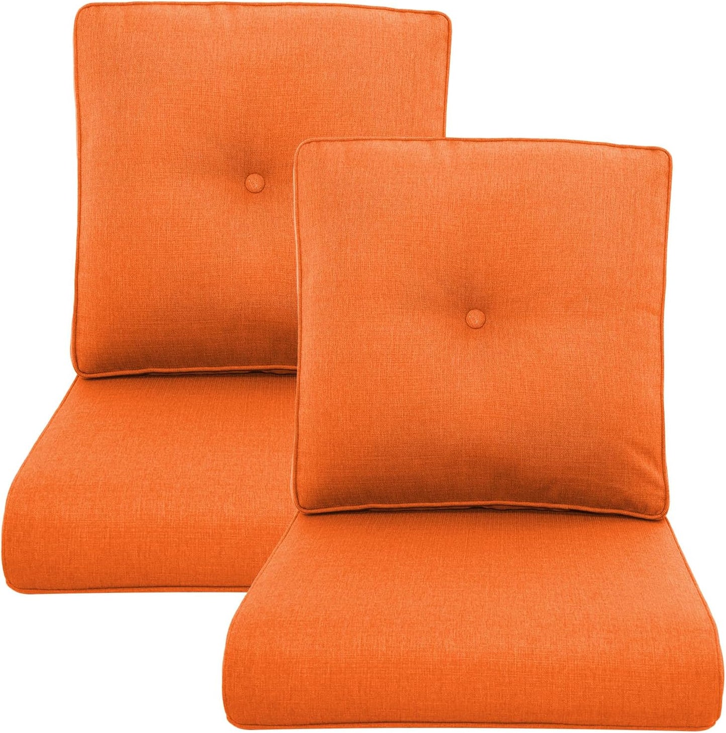 Outdoor Wicker Chair Cushions 2 Packs - Outside High Back Thick Water-Resistant Cushion 22x24 with Zipper Cover for Patio Glider Rocking Chairs Loveseat Couch – Beige/Buckle
