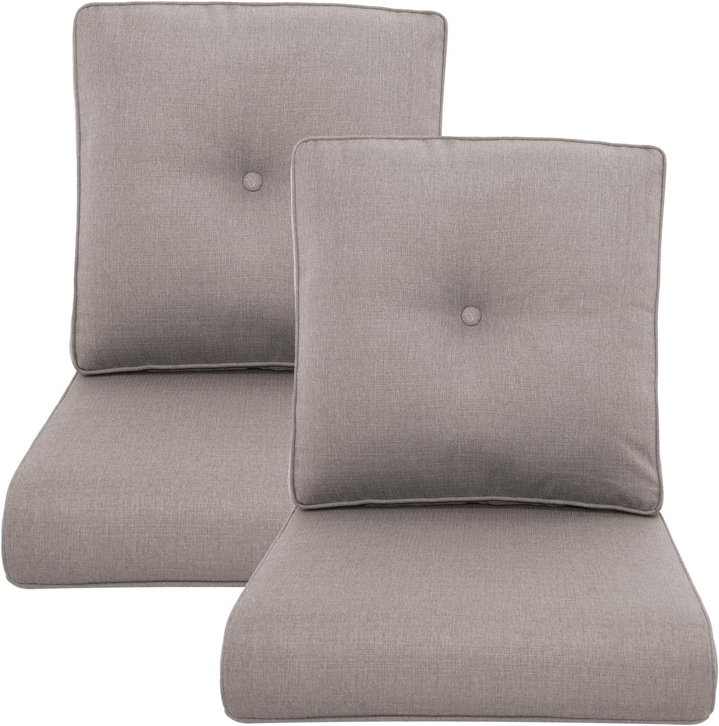 Outdoor Wicker Chair Cushions 2 Packs - Outside High Back Thick Water-Resistant Cushion 22x24 with Zipper Cover for Patio Glider Rocking Chairs Loveseat Couch – Beige/Buckle
