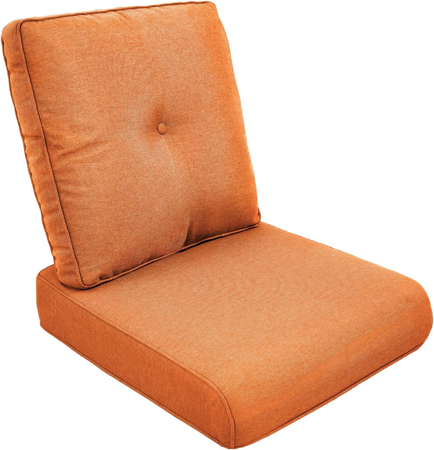 Outdoor Wicker Chair Cushions 2 Packs - Outside High Back Thick Water-Resistant Cushion 22x24 with Zipper Cover for Patio Glider Rocking Chairs Loveseat Couch – Beige/Buckle