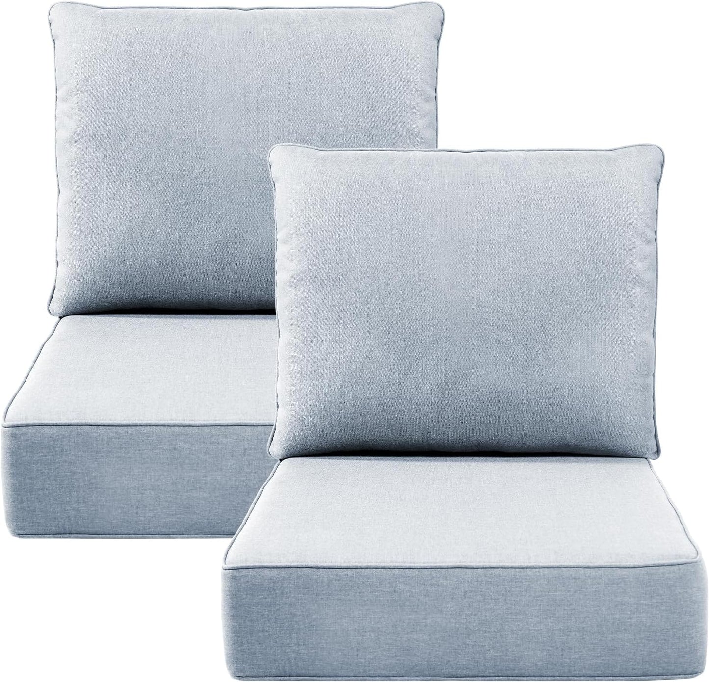 Outdoor Wicker Chair Cushions 2 Packs - Outside High Back Thick Water-Resistant Cushion 22x24 with Zipper Cover for Patio Glider Rocking Chairs Loveseat Couch – Beige/Buckle