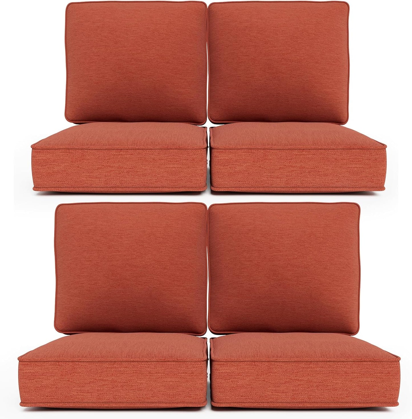 Outdoor Wicker Chair Cushions 2 Packs - Outside High Back Thick Water-Resistant Cushion 22x24 with Zipper Cover for Patio Glider Rocking Chairs Loveseat Couch – Beige/Buckle