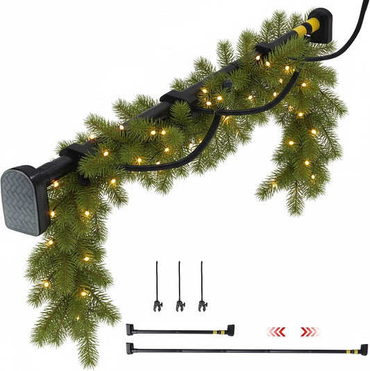 Garland Hanger for Door Frame, Adjustable Fits 32" - 81" Front Doors Wreath Hanger, No Drilling, Tool Free, Garland Holder for Door Lights, Decoration for Christmas Halloween, Holds Up to 20 Lbs