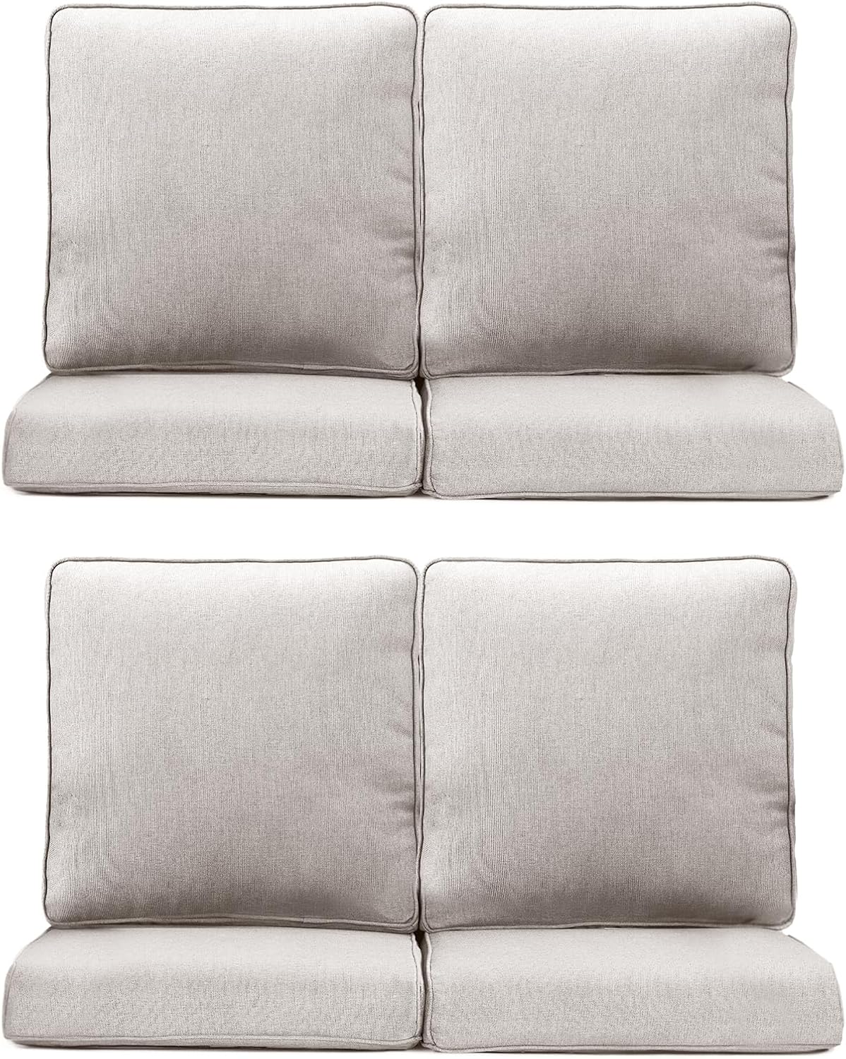 Outdoor Wicker Chair Cushions 2 Packs - Outside High Back Thick Water-Resistant Cushion 22x24 with Zipper Cover for Patio Glider Rocking Chairs Loveseat Couch – Beige/Buckle