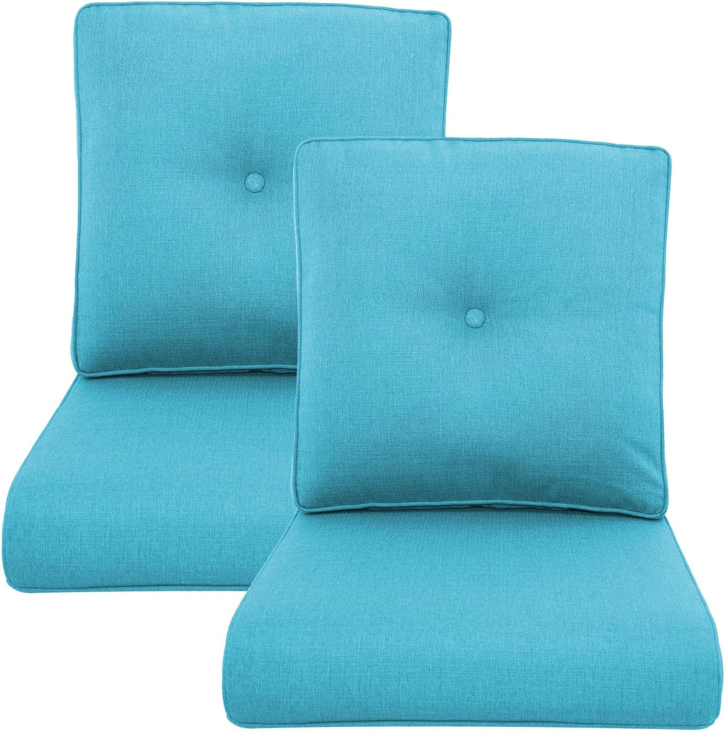 Outdoor Wicker Chair Cushions 2 Packs - Outside High Back Thick Water-Resistant Cushion 22x24 with Zipper Cover for Patio Glider Rocking Chairs Loveseat Couch – Beige/Buckle