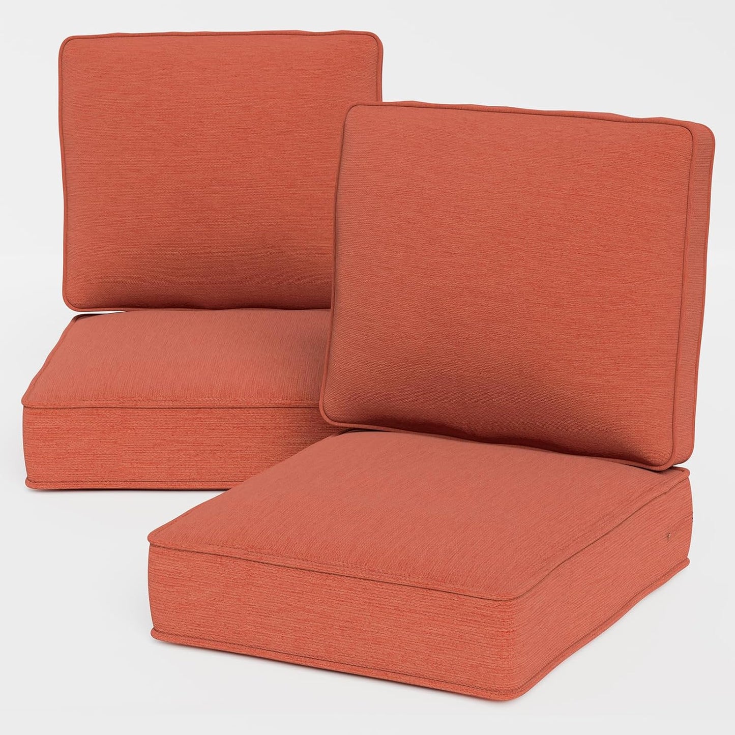 Outdoor Wicker Chair Cushions 2 Packs - Outside High Back Thick Water-Resistant Cushion 22x24 with Zipper Cover for Patio Glider Rocking Chairs Loveseat Couch – Beige/Buckle