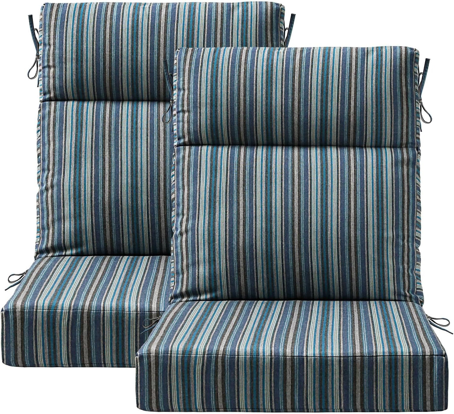 Outdoor High Back Chair Cushion Seat Pads, 44 x 21 Inch Water-Repellent & Fade-Resistant Patio Furniture Cushions with Ties for Adirondack, Rocking Chairs, Linen