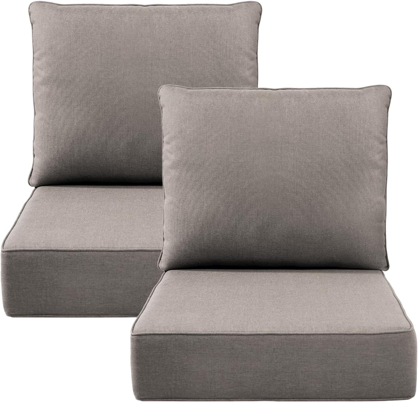 Outdoor Wicker Chair Cushions 2 Packs - Outside High Back Thick Water-Resistant Cushion 22x24 with Zipper Cover for Patio Glider Rocking Chairs Loveseat Couch – Beige/Buckle