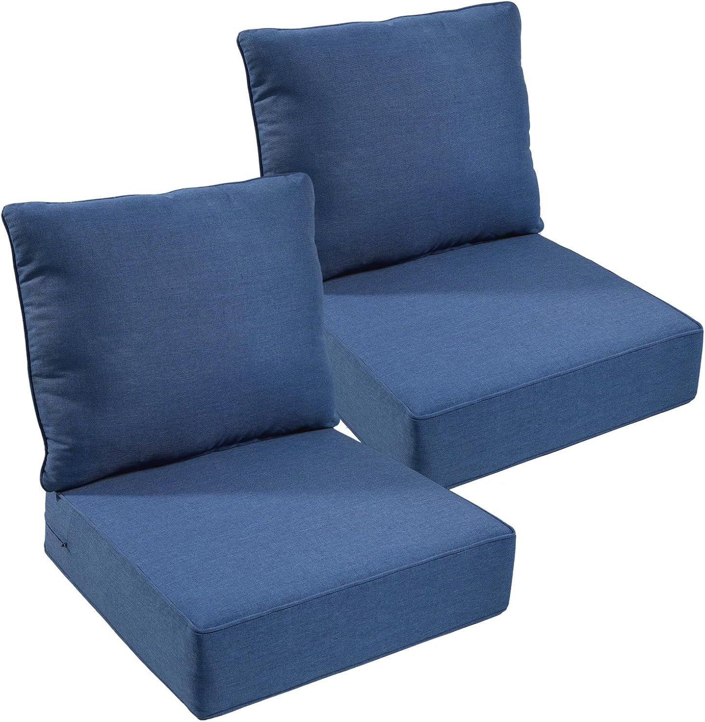 Outdoor Chair Cushions Set of 2, Waterproof 24x24 Patio Chair Cushion, 6" Thickened Seat Cushion for Outdoor Furniture, Couch Cushion Replacement, Include 2 Back & 2 Seat Cushions, Thick/Orange