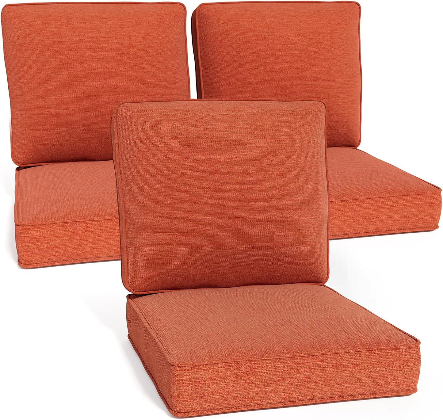 Outdoor Wicker Chair Cushions 2 Packs - Outside High Back Thick Water-Resistant Cushion 22x24 with Zipper Cover for Patio Glider Rocking Chairs Loveseat Couch – Beige/Buckle