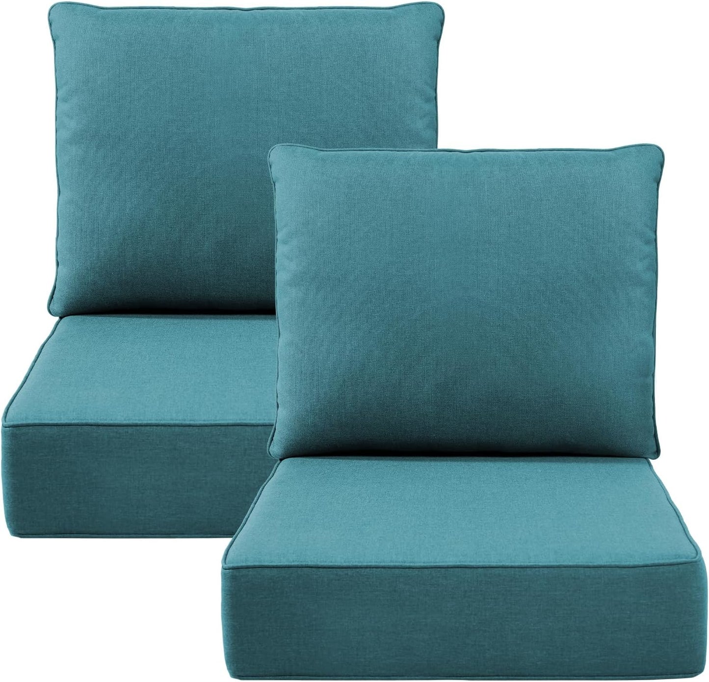 Outdoor Wicker Chair Cushions 2 Packs - Outside High Back Thick Water-Resistant Cushion 22x24 with Zipper Cover for Patio Glider Rocking Chairs Loveseat Couch – Beige/Buckle