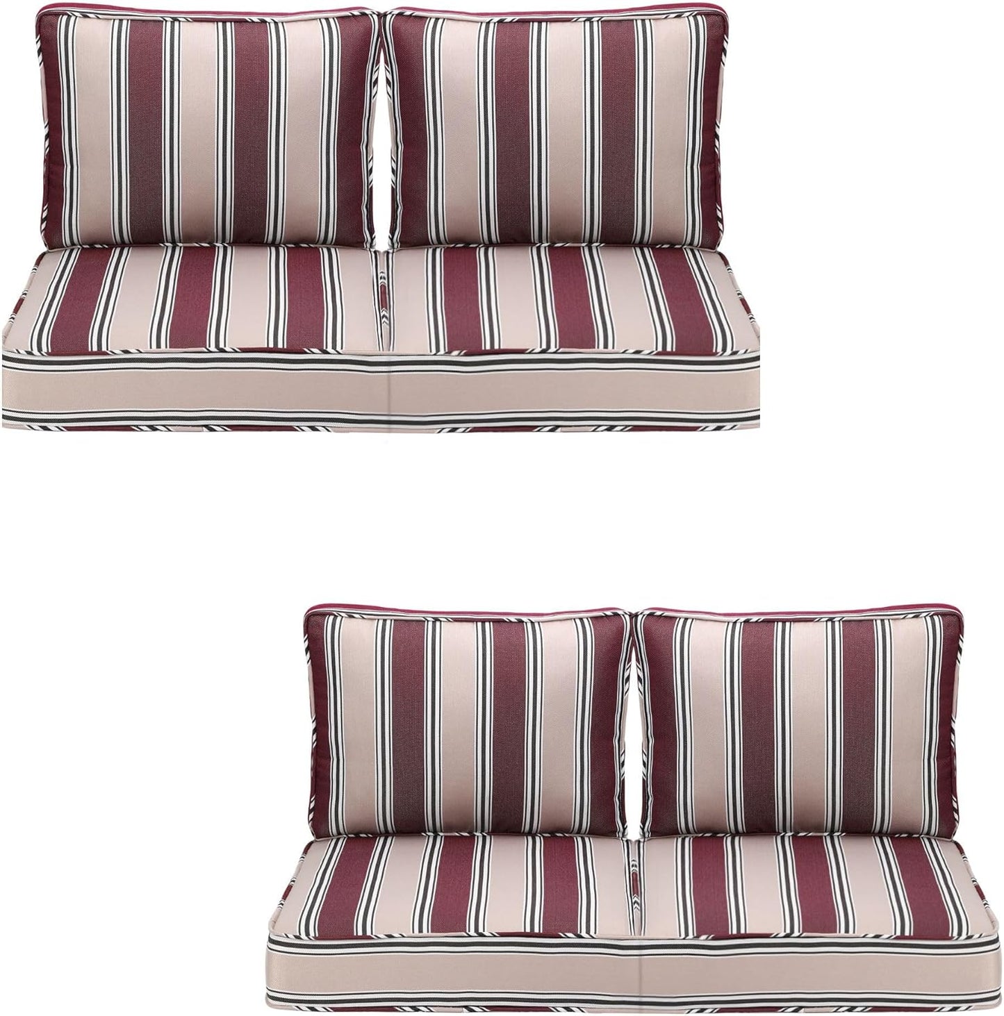 Outdoor Deep Seating Cushion Set, 24" x 24", Waterproof & Fade Resistant Patio Furniture Cushions with Handle, Deep Seat and Back Cushion for Chair and Sofa (3, Blue)