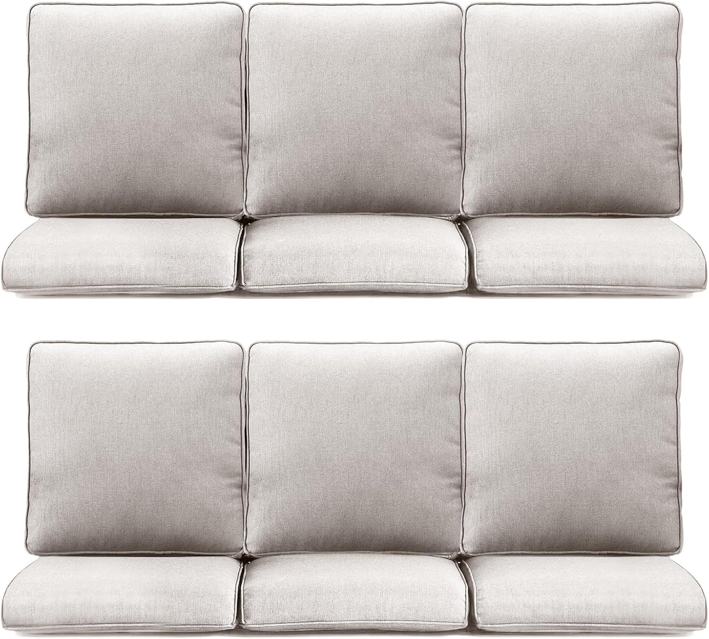 Outdoor Wicker Chair Cushions 2 Packs - Outside High Back Thick Water-Resistant Cushion 22x24 with Zipper Cover for Patio Glider Rocking Chairs Loveseat Couch – Beige/Buckle