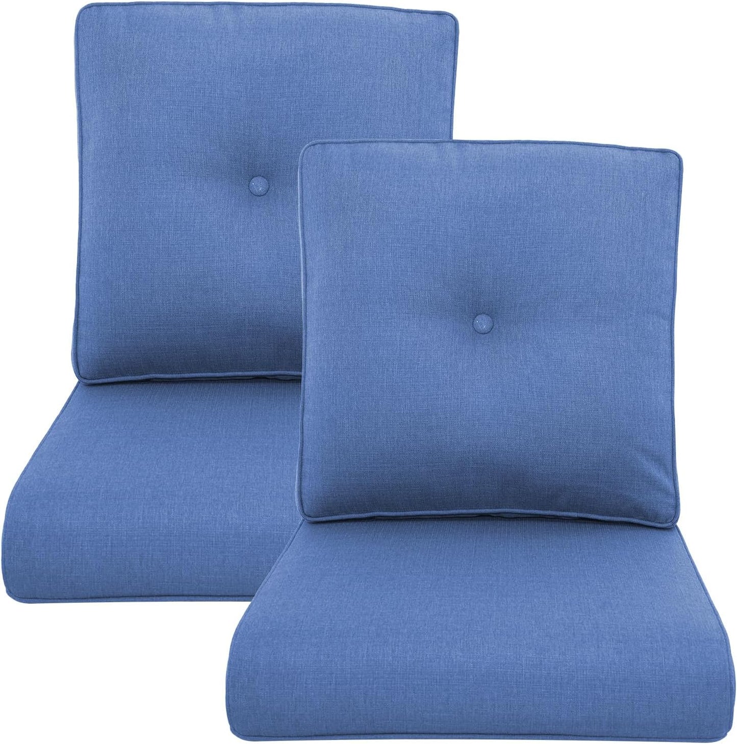 Outdoor Wicker Chair Cushions 2 Packs - Outside High Back Thick Water-Resistant Cushion 22x24 with Zipper Cover for Patio Glider Rocking Chairs Loveseat Couch – Beige/Buckle