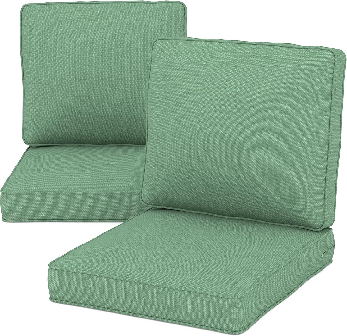 Outdoor Wicker Chair Cushions 2 Packs - Outside High Back Thick Water-Resistant Cushion 22x24 with Zipper Cover for Patio Glider Rocking Chairs Loveseat Couch – Beige/Buckle