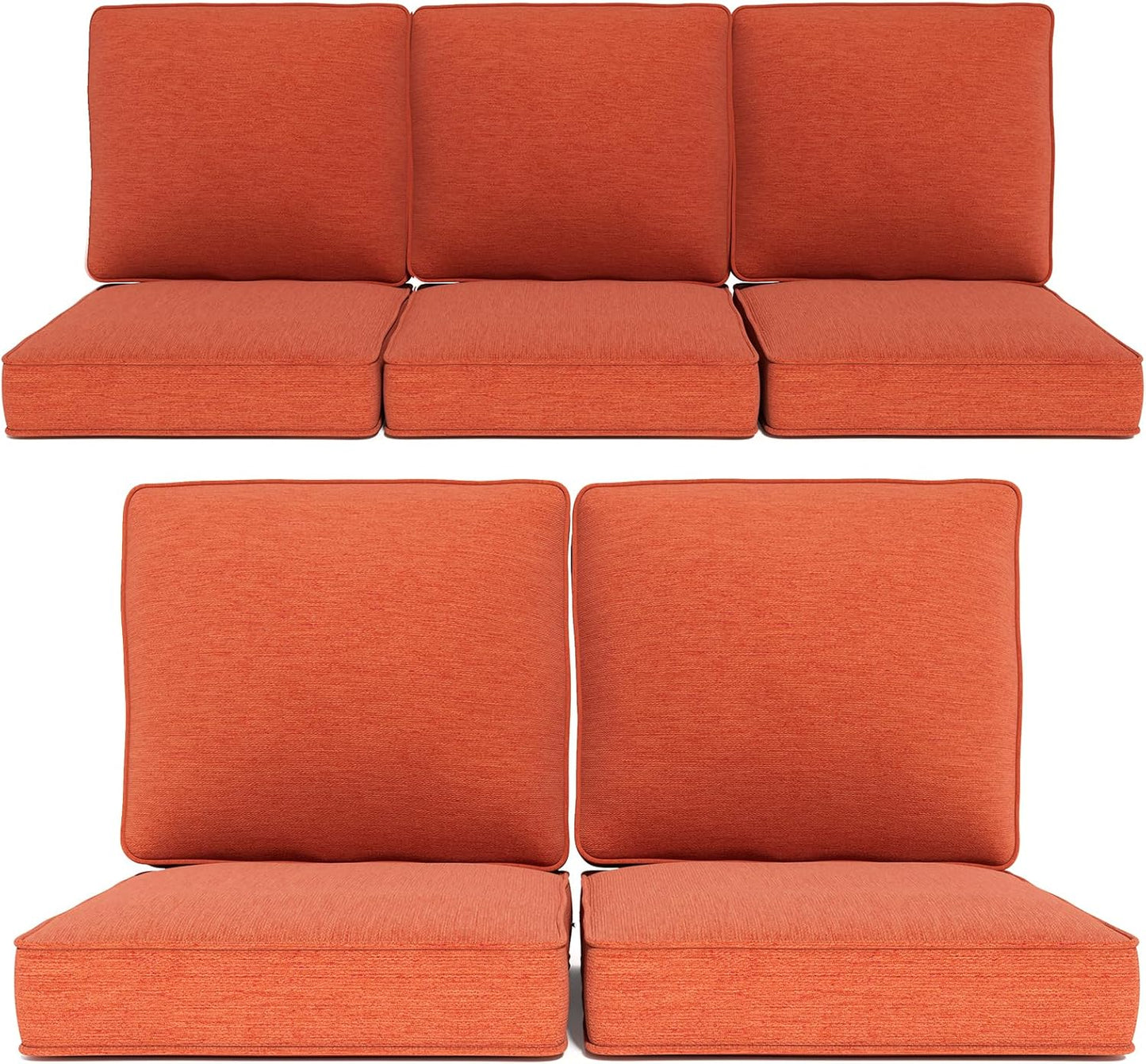 Outdoor Wicker Chair Cushions 2 Packs - Outside High Back Thick Water-Resistant Cushion 22x24 with Zipper Cover for Patio Glider Rocking Chairs Loveseat Couch – Beige/Buckle