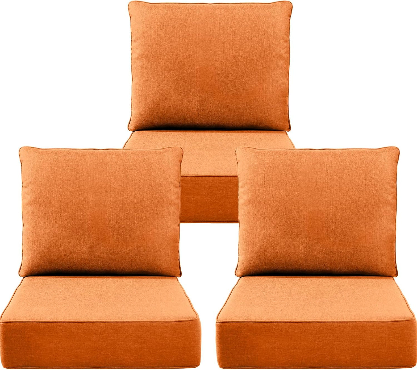 Outdoor Wicker Chair Cushions 2 Packs - Outside High Back Thick Water-Resistant Cushion 22x24 with Zipper Cover for Patio Glider Rocking Chairs Loveseat Couch – Beige/Buckle