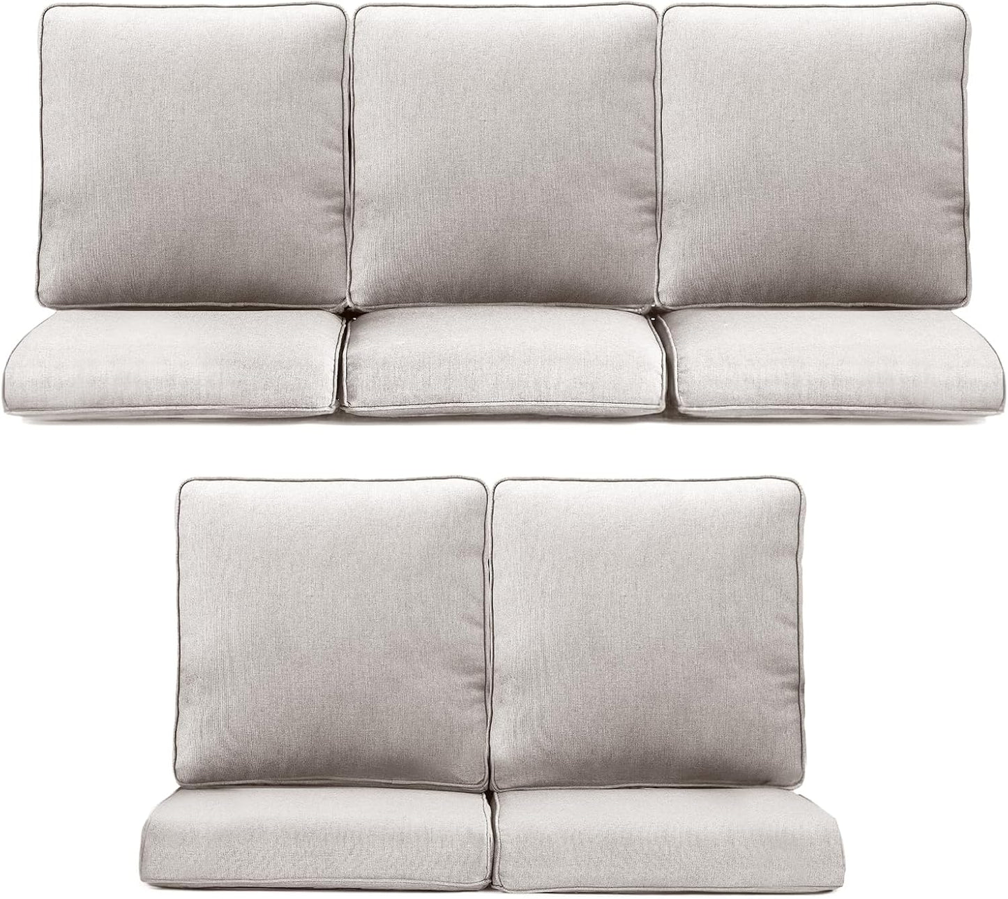 Outdoor Wicker Chair Cushions 2 Packs - Outside High Back Thick Water-Resistant Cushion 22x24 with Zipper Cover for Patio Glider Rocking Chairs Loveseat Couch – Beige/Buckle