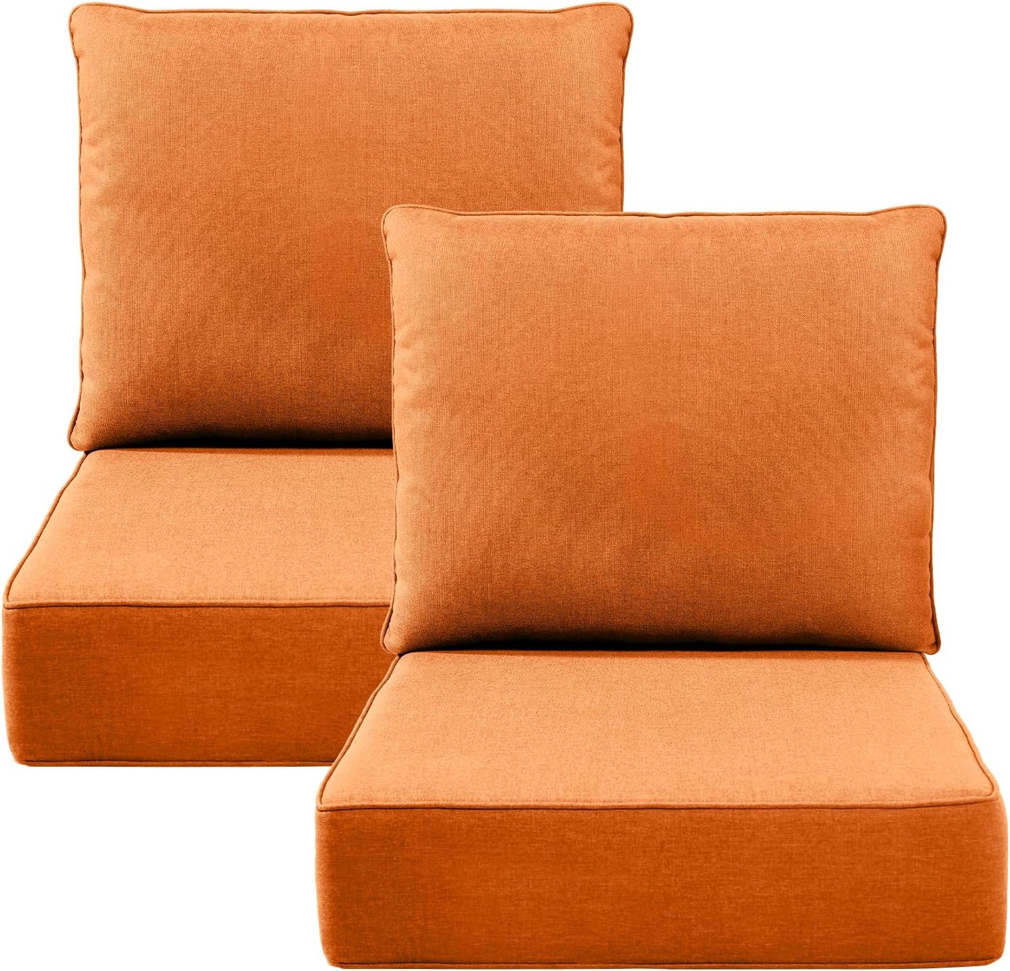 Outdoor Wicker Chair Cushions 2 Packs - Outside High Back Thick Water-Resistant Cushion 22x24 with Zipper Cover for Patio Glider Rocking Chairs Loveseat Couch – Beige/Buckle
