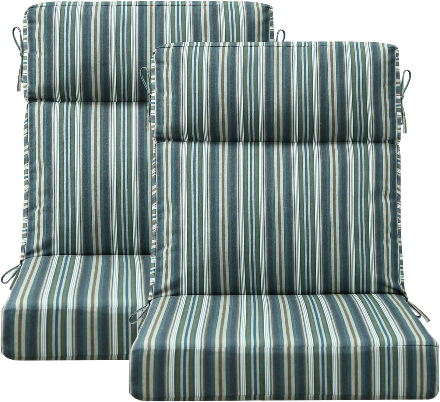 Outdoor High Back Chair Cushion Seat Pads, 44 x 21 Inch Water-Repellent & Fade-Resistant Patio Furniture Cushions with Ties for Adirondack, Rocking Chairs, Linen