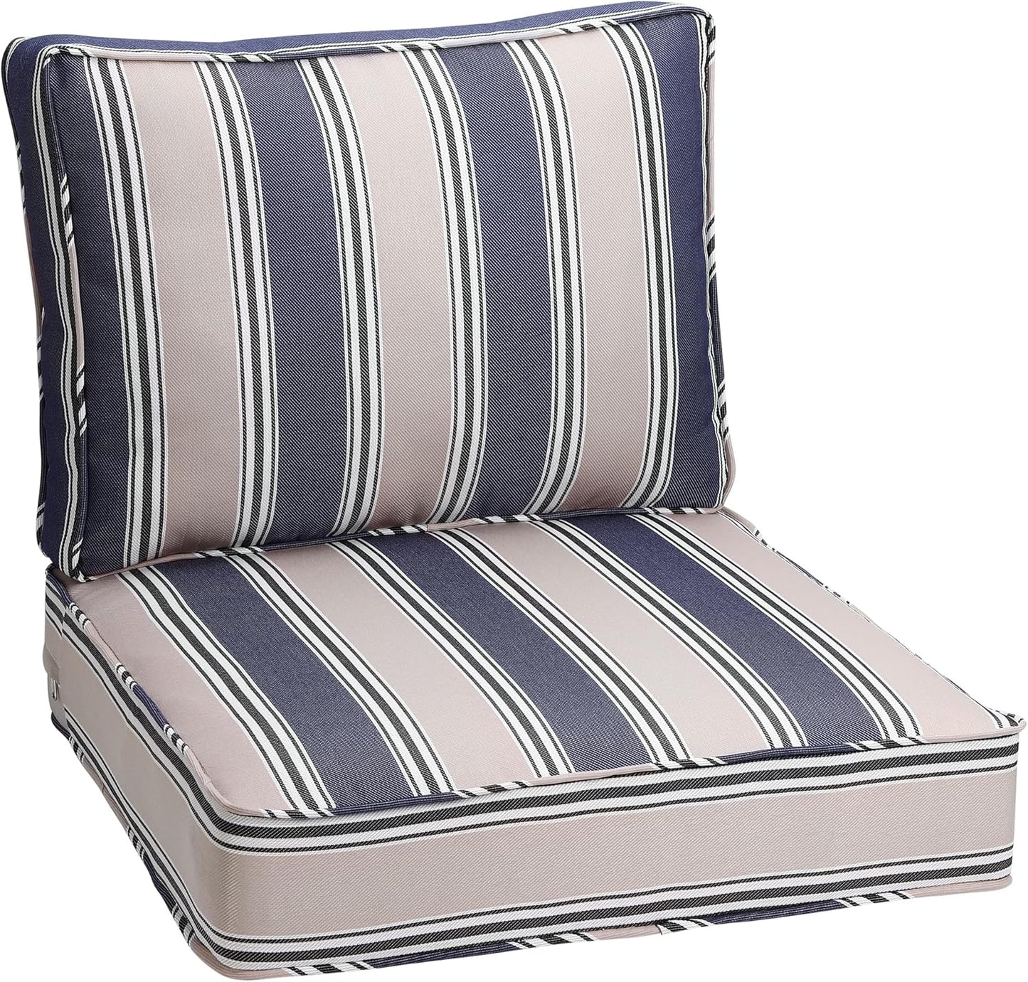 Outdoor Deep Seating Cushion Set, 24" x 24", Waterproof & Fade Resistant Patio Furniture Cushions with Handle, Deep Seat and Back Cushion for Chair and Sofa (3, Blue)