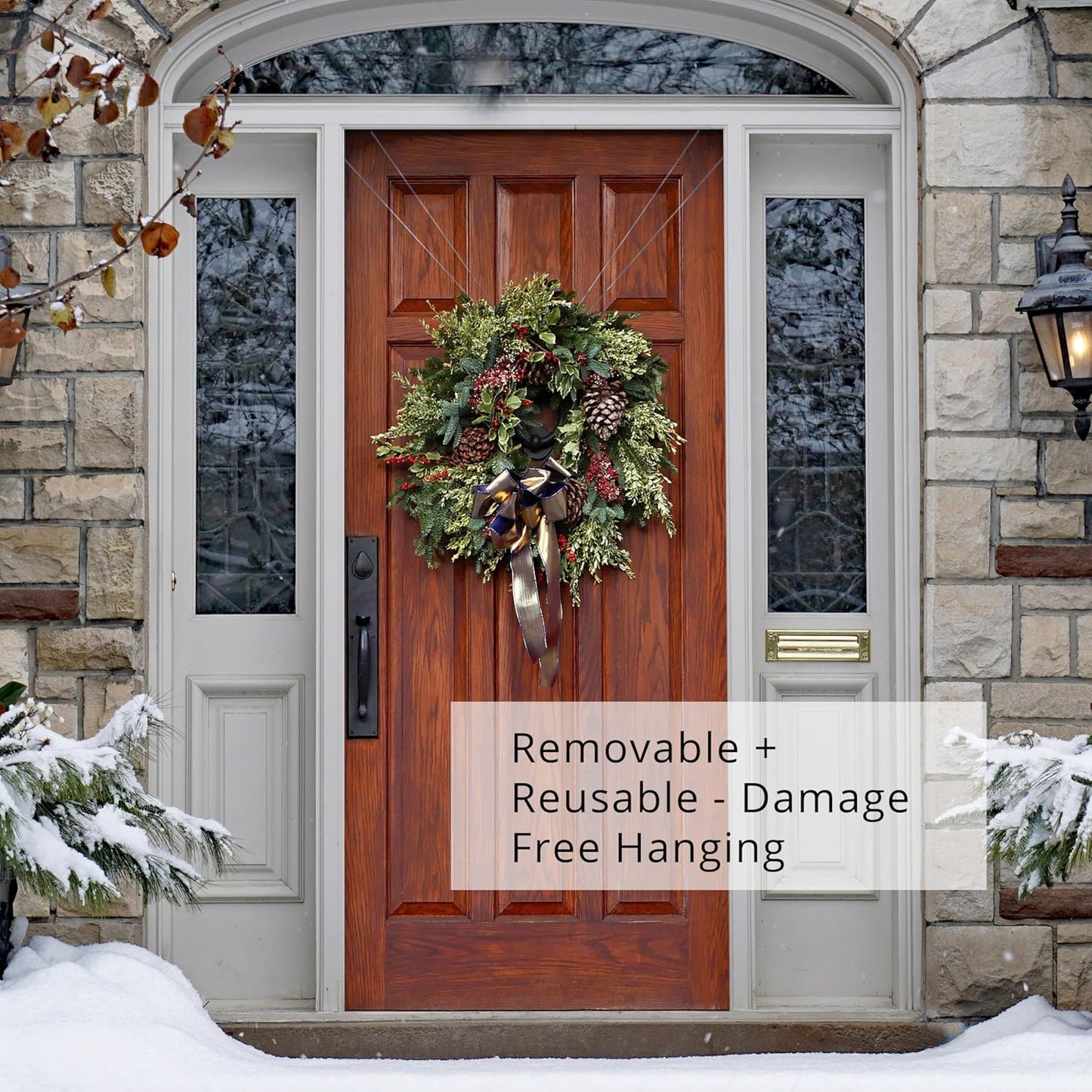 Wreath Hangers for Front Door: ZipnHang Adjustable Wreath Hanger | Damage-Free Hook for Front Door, Glass & Screen | No Nails or Tape Needed | Self-Centering | Easy to Use