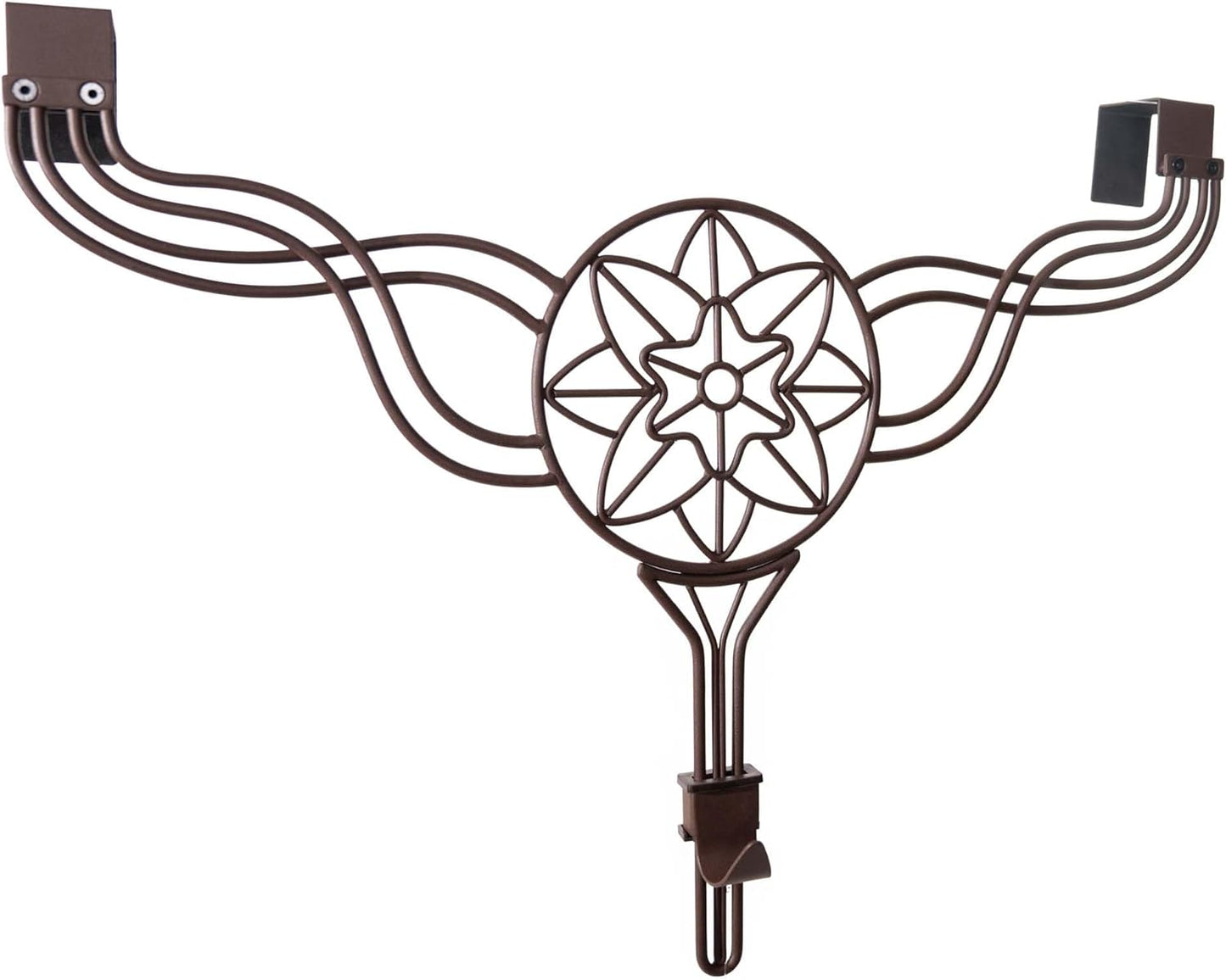 VILLAGE LIGHTING COMPANY [Front Door WREATH HANGER] - Flower Design. ADJUSTABLE Hook Height. PADDED Cast Iron Metal Hangar