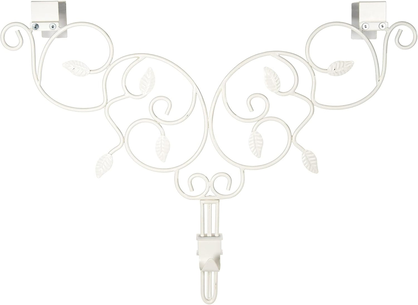 [Front Door WREATH HANGER] - Ivy Design | ADJUSTABLE Hook Length for Tall and Small Doors | PADDING to Prevent Damage like Scratch and Dents | Heavy Duty Cast Iron Metal Hangar - (White)