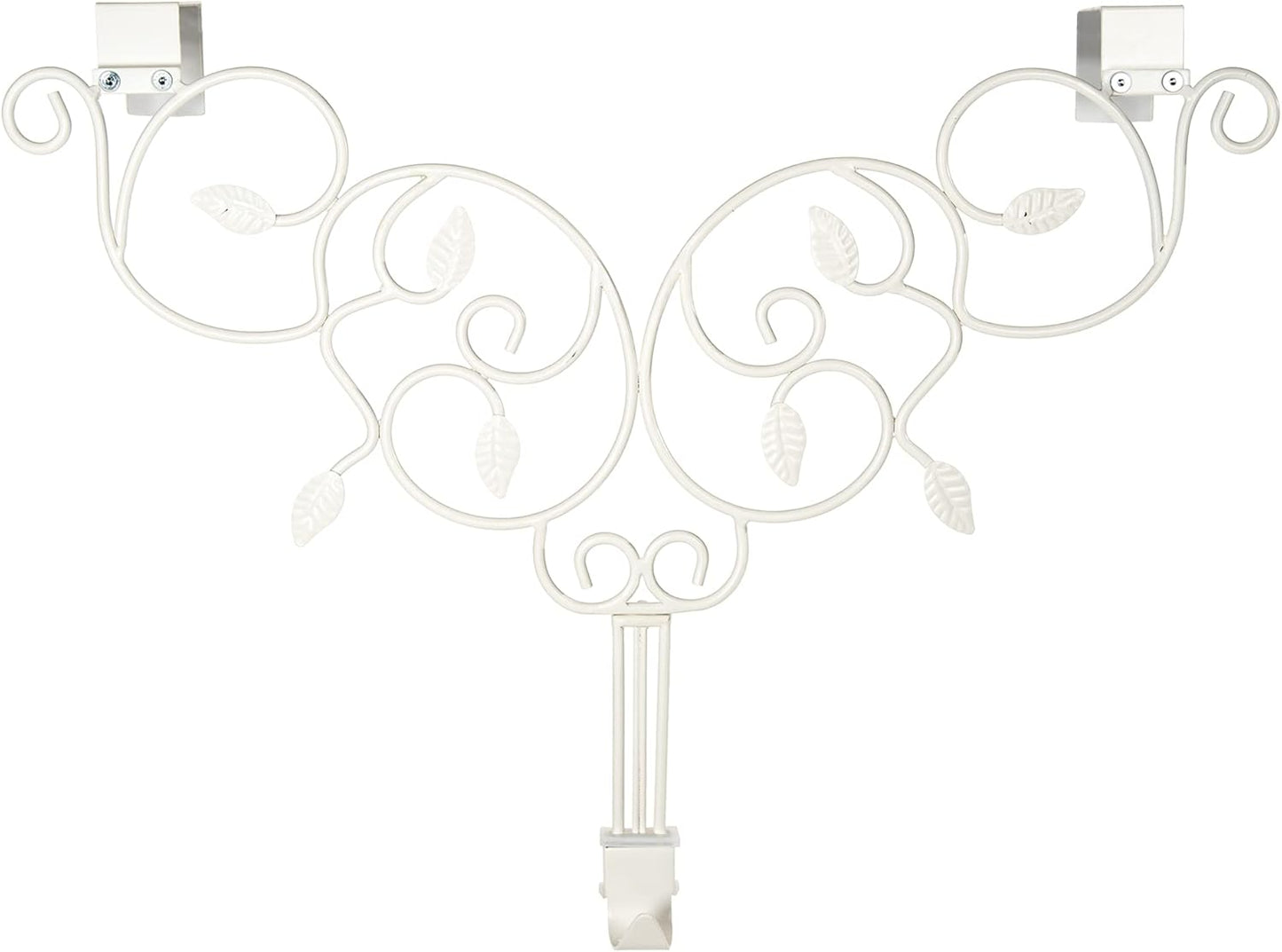 [Front Door WREATH HANGER] - Ivy Design | ADJUSTABLE Hook Length for Tall and Small Doors | PADDING to Prevent Damage like Scratch and Dents | Heavy Duty Cast Iron Metal Hangar - (White)