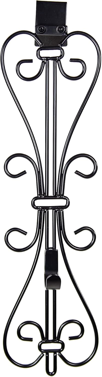 [Front Door WREATH HANGER] - Elegant Design | ADJUSTABLE Hook Length for Tall and Small Doors | PADDING to Prevent Damage like Scratch and Dents | Heavy Duty Cast Iron Metal Hangar (Gold)