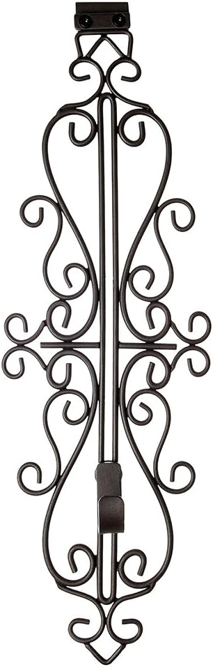 [Front Door WREATH HANGER] - Colonial Design | ADJUSTABLE Hook Length for Tall and Small Doors | PADDING to Prevent Damage like Scratch and Dents | Heavy Duty Cast Iron Metal Hangar - (Brown)