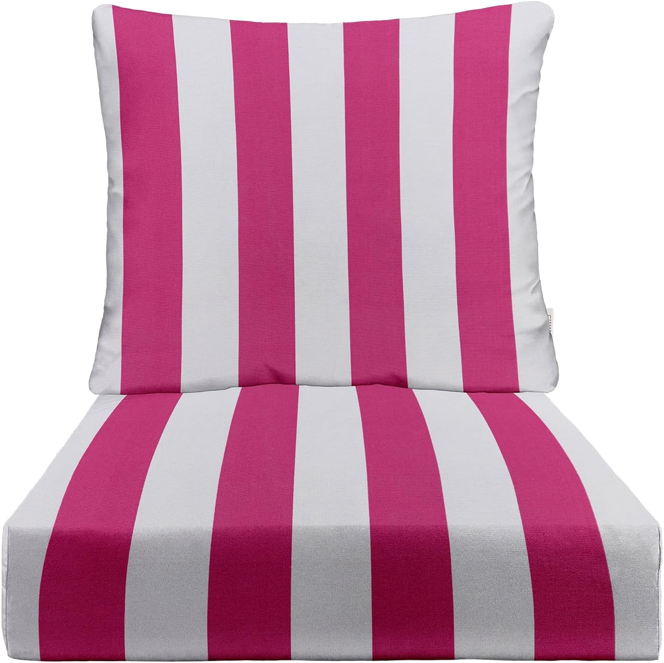 RSH DECOR: Deep Seating Cushion with Pillow Back | 25” x 25” Seat | Water and Fade-Resistant Spun Fabric | Outdoor Chair Cushion Set for Patio Furniture | Black & White Stripe