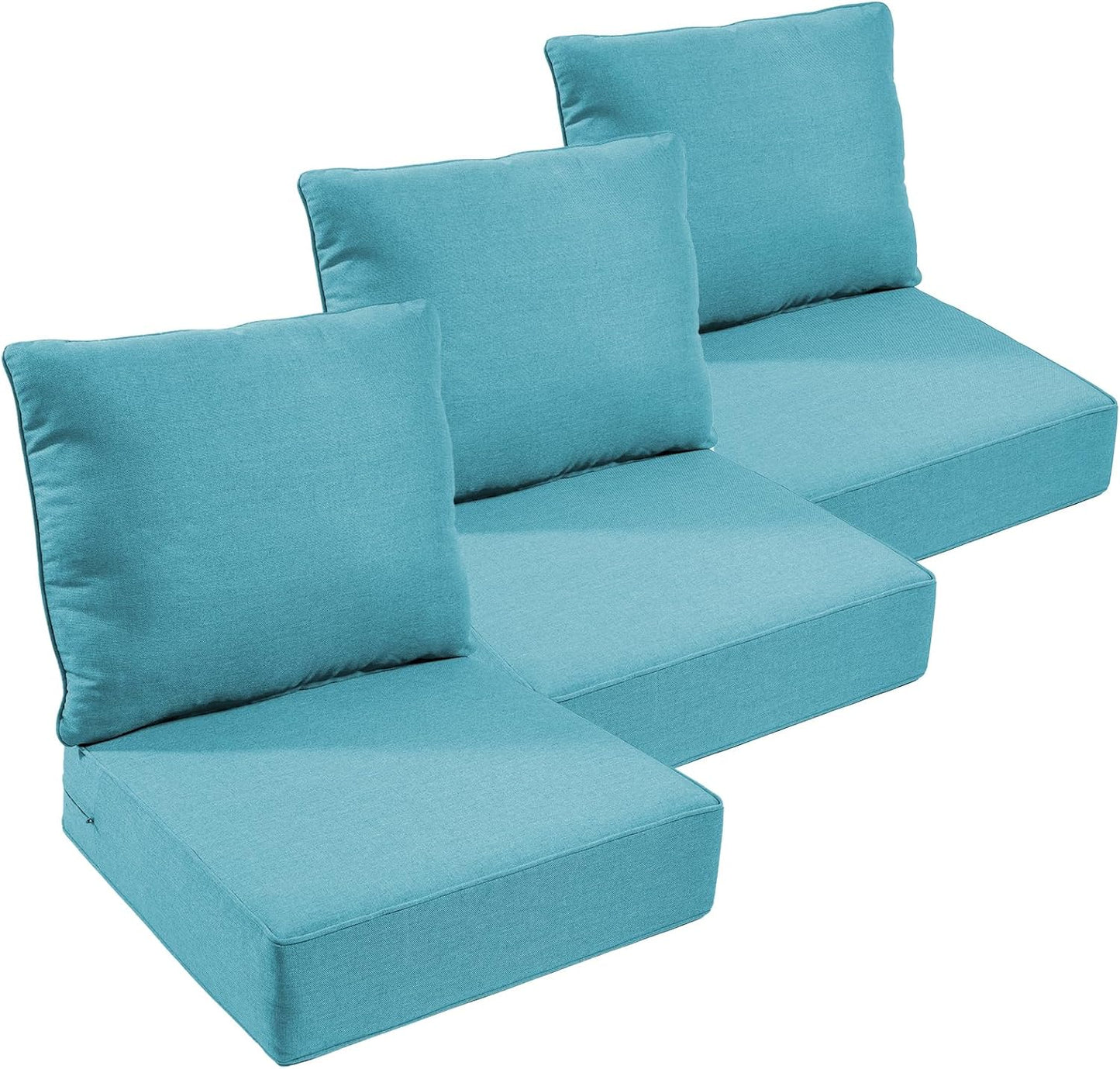 Outdoor Chair Cushions Set of 2, Waterproof 24x24 Patio Chair Cushion, 6" Thickened Seat Cushion for Outdoor Furniture, Couch Cushion Replacement, Include 2 Back & 2 Seat Cushions, Thick/Orange