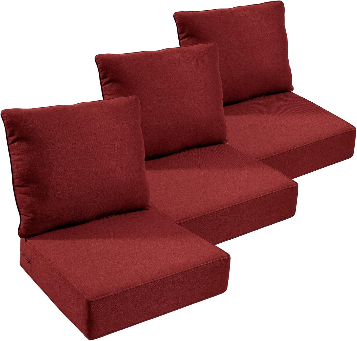 Outdoor Chair Cushions Set of 2, Waterproof 24x24 Patio Chair Cushion, 6" Thickened Seat Cushion for Outdoor Furniture, Couch Cushion Replacement, Include 2 Back & 2 Seat Cushions, Thick/Orange
