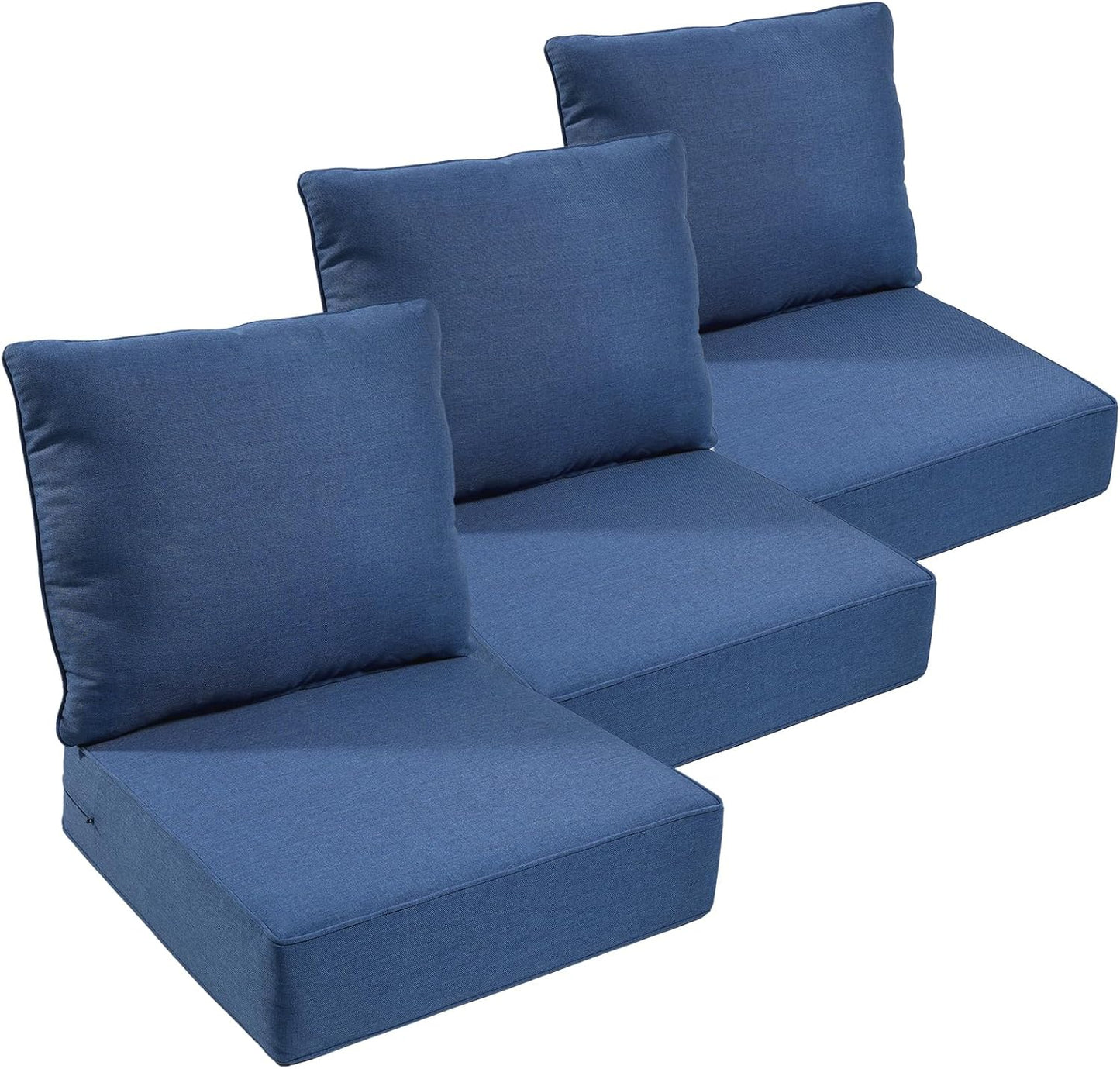 Outdoor Chair Cushions Set of 2, Waterproof 24x24 Patio Chair Cushion, 6" Thickened Seat Cushion for Outdoor Furniture, Couch Cushion Replacement, Include 2 Back & 2 Seat Cushions, Thick/Orange
