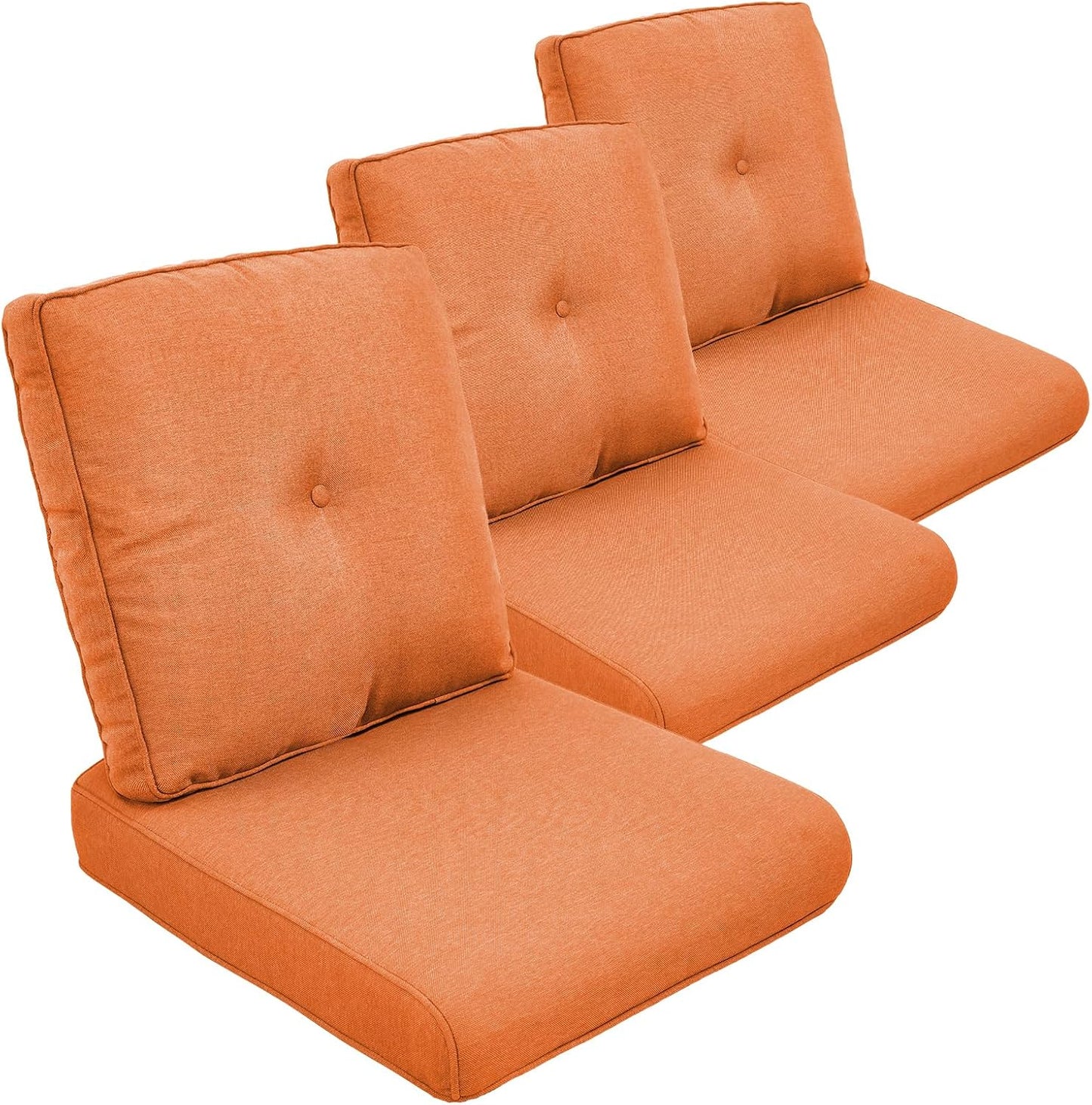 Outdoor Chair Cushions Set of 2, Waterproof 24x24 Patio Chair Cushion, 6" Thickened Seat Cushion for Outdoor Furniture, Couch Cushion Replacement, Include 2 Back & 2 Seat Cushions, Thick/Orange