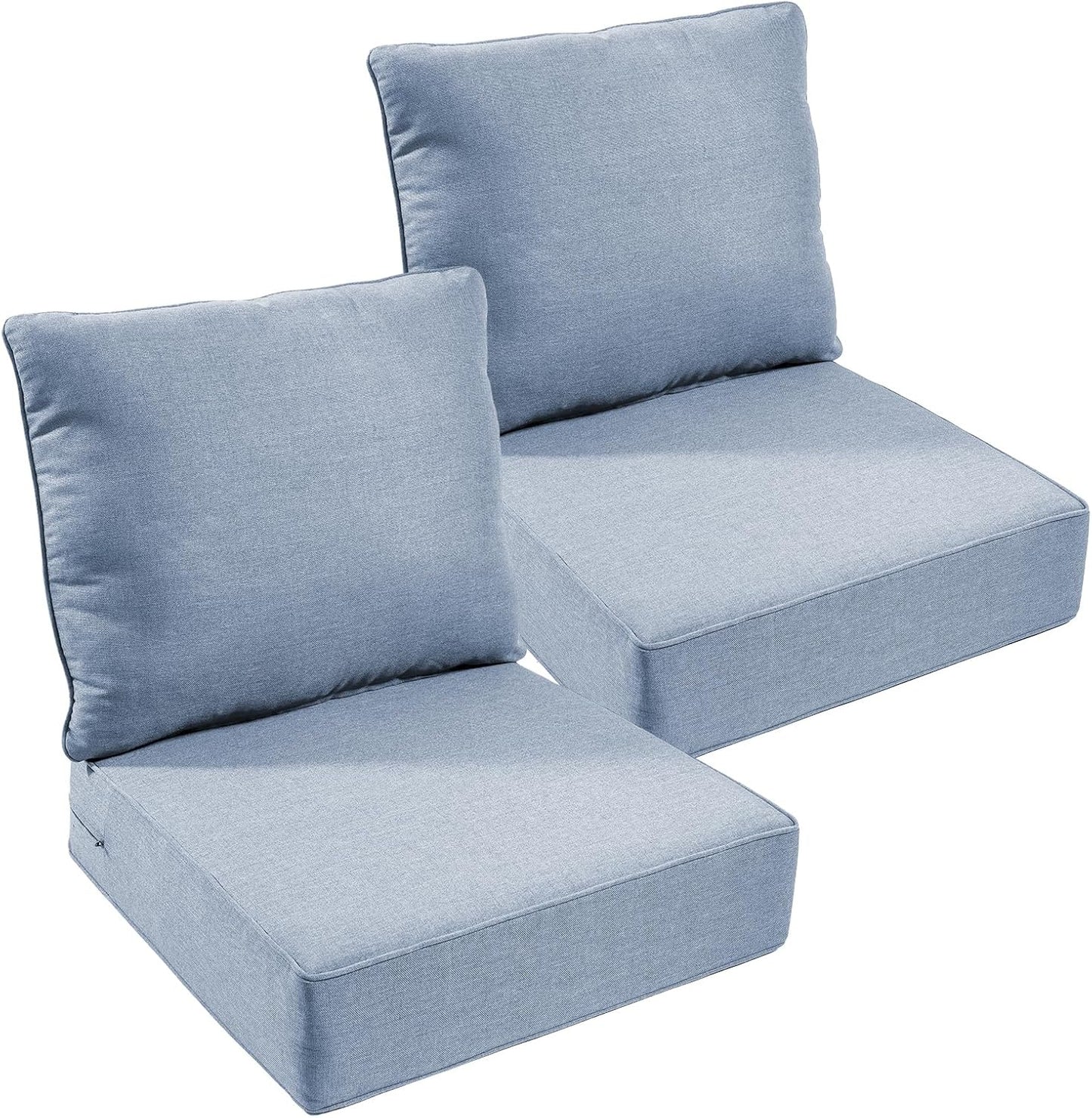 Outdoor Chair Cushions Set of 2, Waterproof 24x24 Patio Chair Cushion, 6" Thickened Seat Cushion for Outdoor Furniture, Couch Cushion Replacement, Include 2 Back & 2 Seat Cushions, Thick/Orange