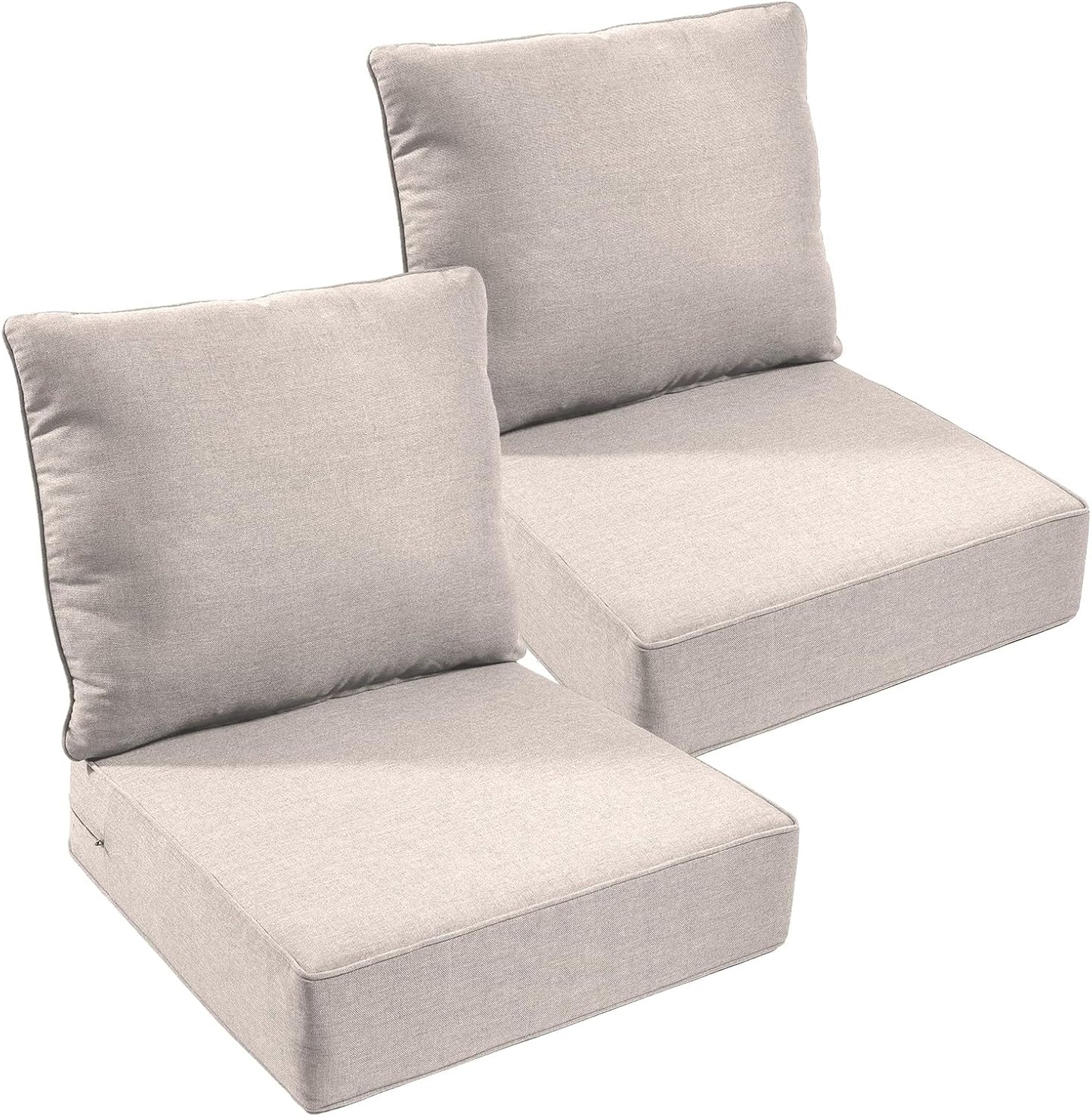 Outdoor Chair Cushions Set of 2, Waterproof 24x24 Patio Chair Cushion, 6" Thickened Seat Cushion for Outdoor Furniture, Couch Cushion Replacement, Include 2 Back & 2 Seat Cushions, Thick/Orange