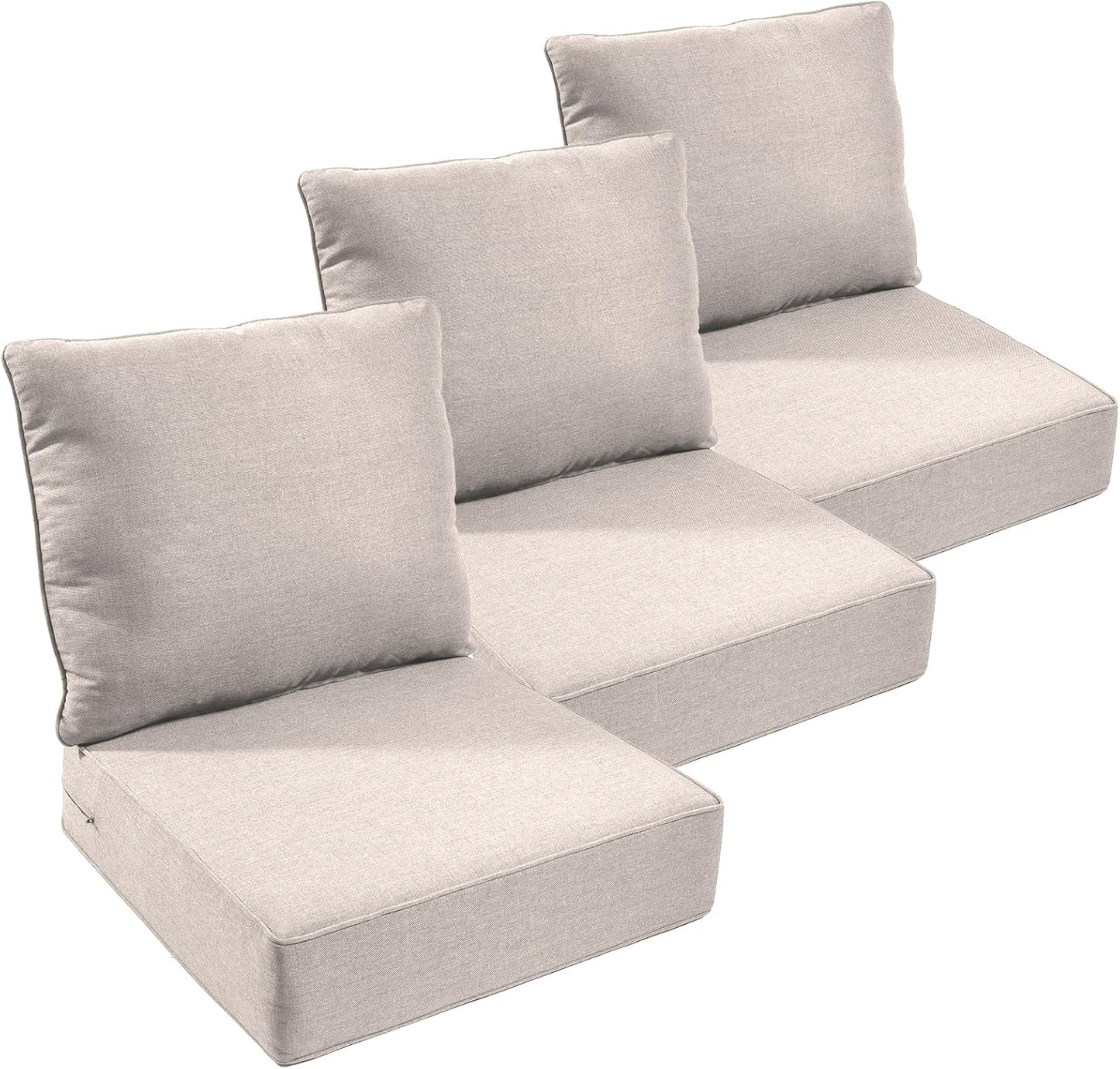 Outdoor Chair Cushions Set of 2, Waterproof 24x24 Patio Chair Cushion, 6" Thickened Seat Cushion for Outdoor Furniture, Couch Cushion Replacement, Include 2 Back & 2 Seat Cushions, Thick/Orange
