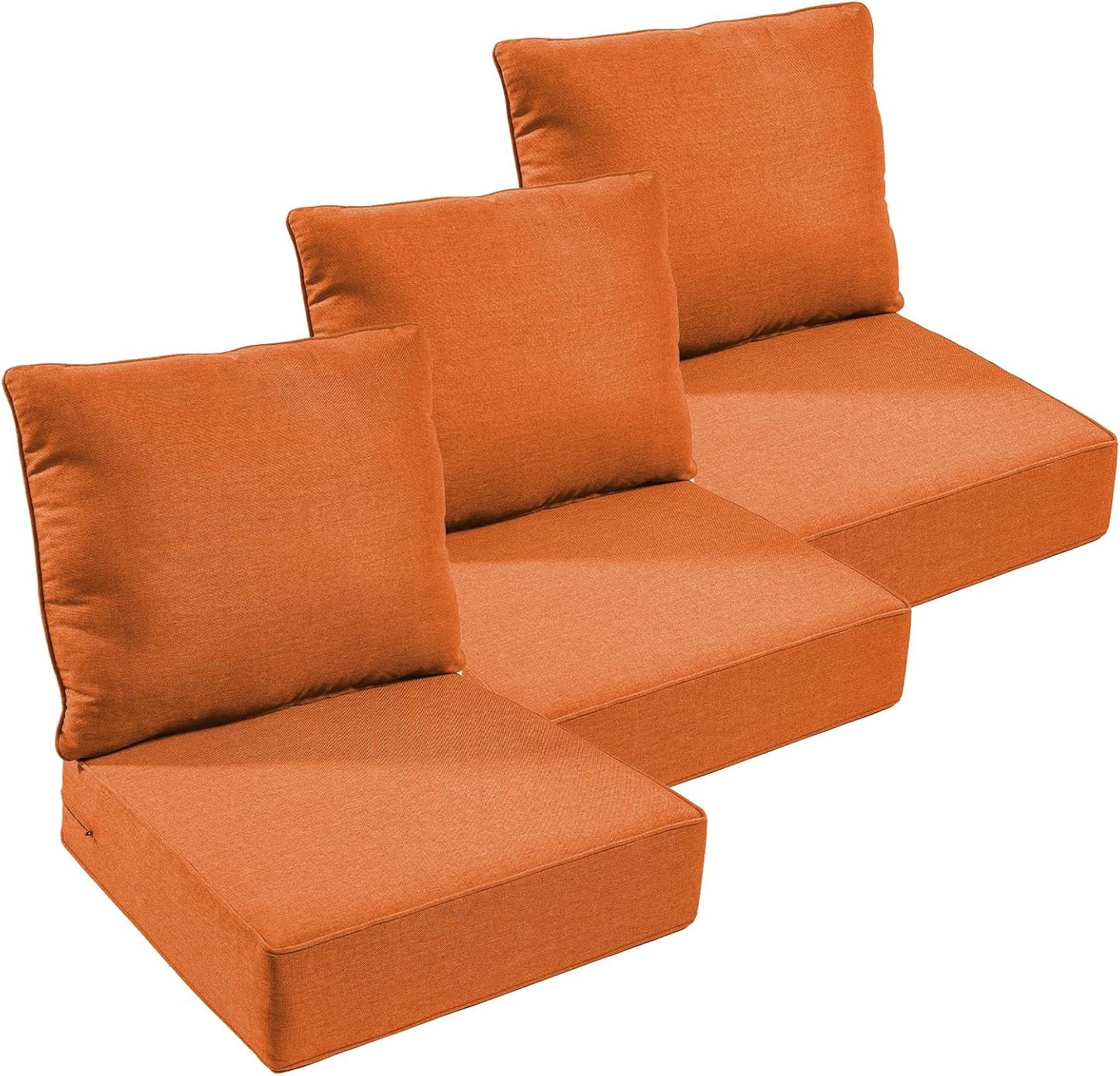 Outdoor Chair Cushions Set of 2, Waterproof 24x24 Patio Chair Cushion, 6" Thickened Seat Cushion for Outdoor Furniture, Couch Cushion Replacement, Include 2 Back & 2 Seat Cushions, Thick/Orange
