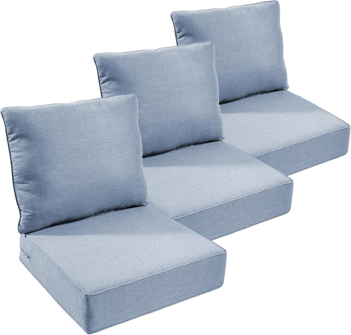 Outdoor Chair Cushions Set of 2, Waterproof 24x24 Patio Chair Cushion, 6" Thickened Seat Cushion for Outdoor Furniture, Couch Cushion Replacement, Include 2 Back & 2 Seat Cushions, Thick/Orange