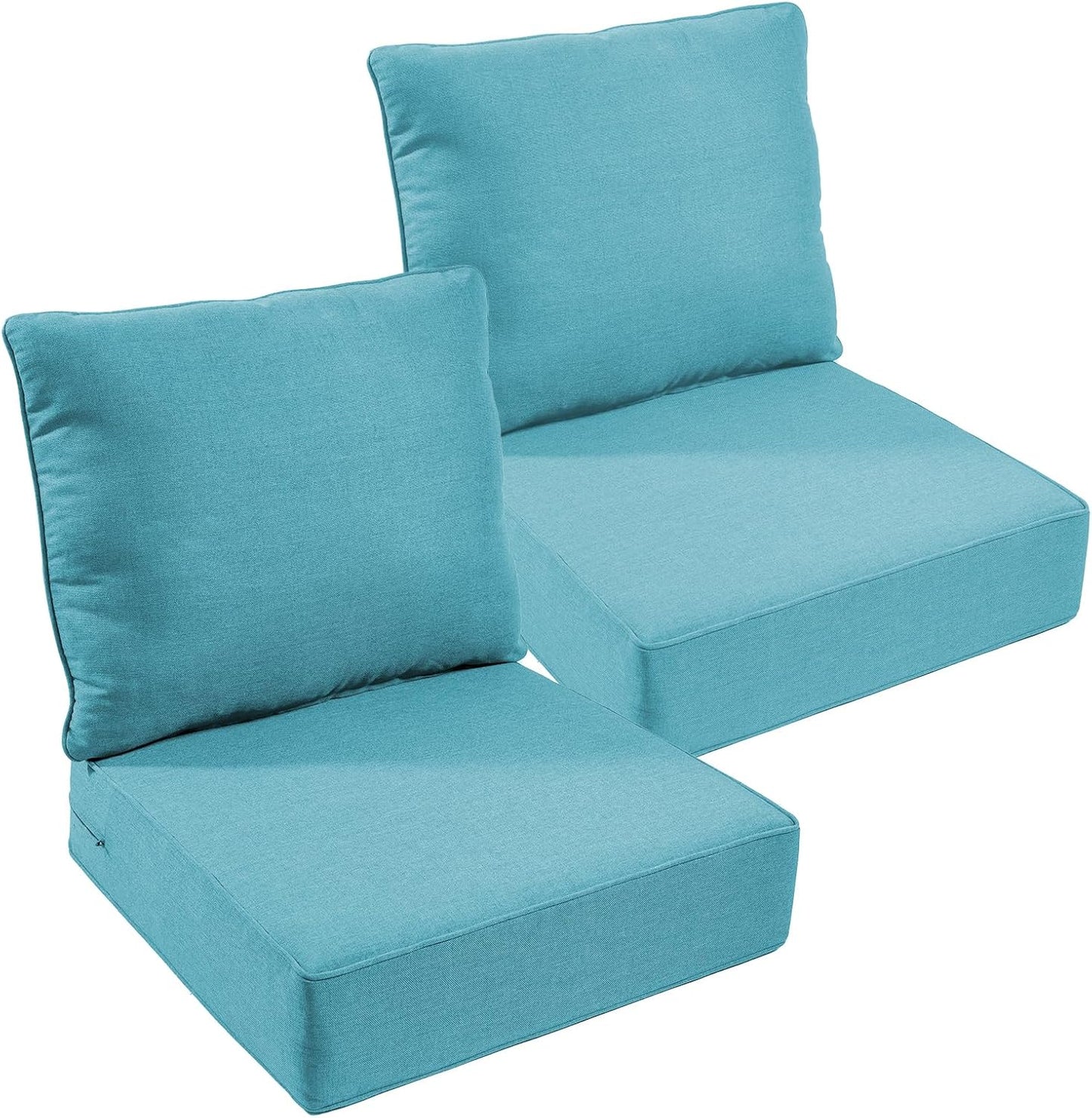 Outdoor Chair Cushions Set of 2, Waterproof 24x24 Patio Chair Cushion, 6" Thickened Seat Cushion for Outdoor Furniture, Couch Cushion Replacement, Include 2 Back & 2 Seat Cushions, Thick/Orange