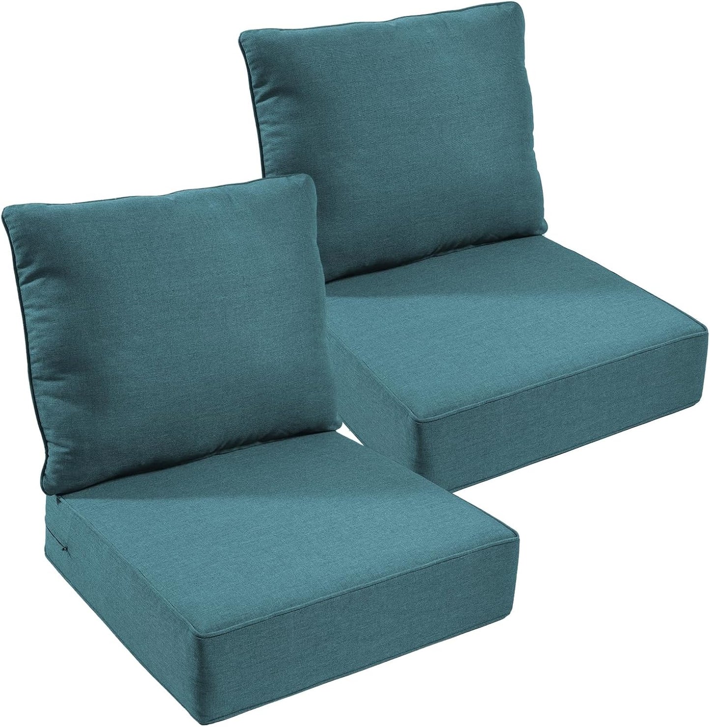 Outdoor Chair Cushions Set of 2, Waterproof 24x24 Patio Chair Cushion, 6" Thickened Seat Cushion for Outdoor Furniture, Couch Cushion Replacement, Include 2 Back & 2 Seat Cushions, Thick/Orange