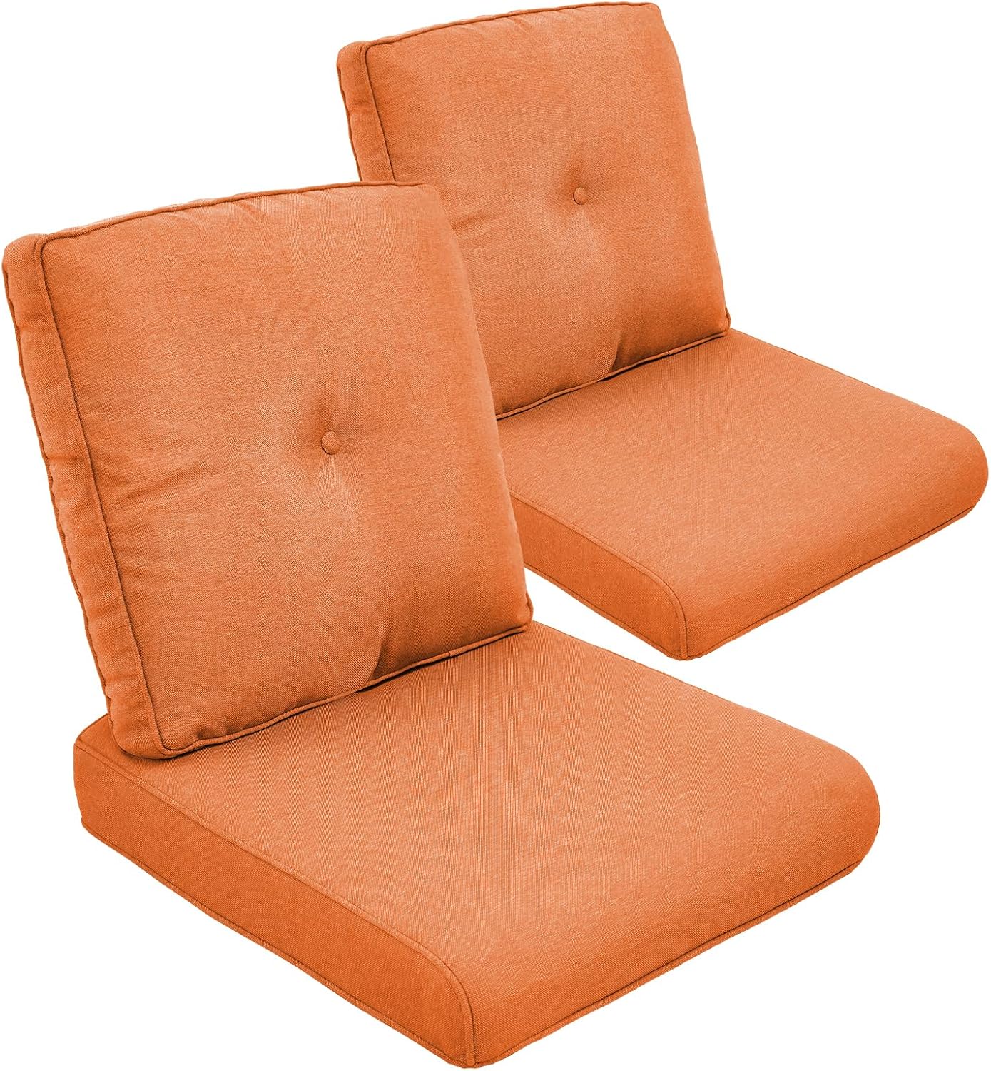 Outdoor Chair Cushions Set of 2, Waterproof 24x24 Patio Chair Cushion, 6" Thickened Seat Cushion for Outdoor Furniture, Couch Cushion Replacement, Include 2 Back & 2 Seat Cushions, Thick/Orange