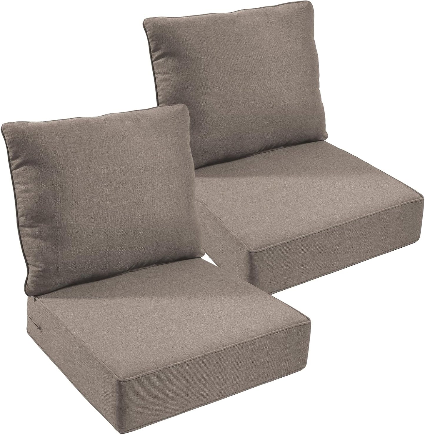 Outdoor Chair Cushions Set of 2, Waterproof 24x24 Patio Chair Cushion, 6" Thickened Seat Cushion for Outdoor Furniture, Couch Cushion Replacement, Include 2 Back & 2 Seat Cushions, Thick/Orange