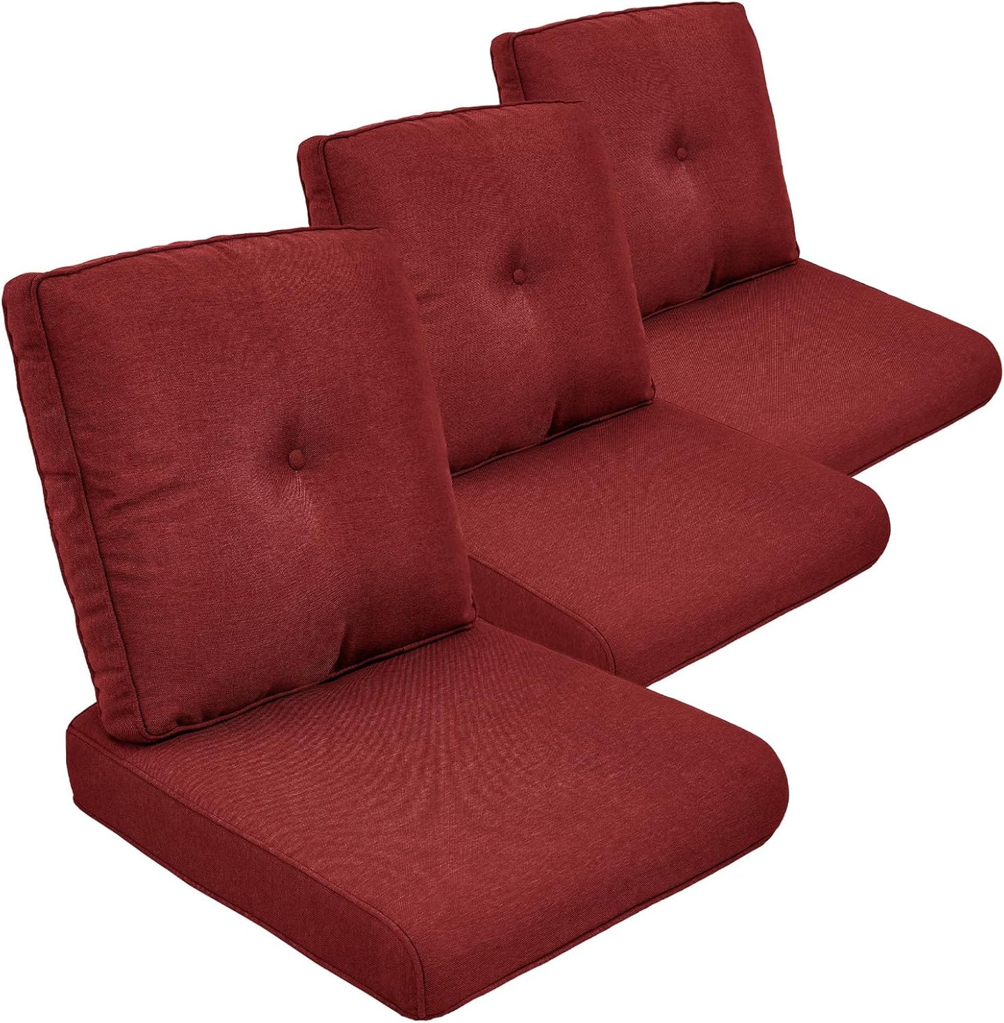 Outdoor Chair Cushions Set of 2, Waterproof 24x24 Patio Chair Cushion, 6" Thickened Seat Cushion for Outdoor Furniture, Couch Cushion Replacement, Include 2 Back & 2 Seat Cushions, Thick/Orange